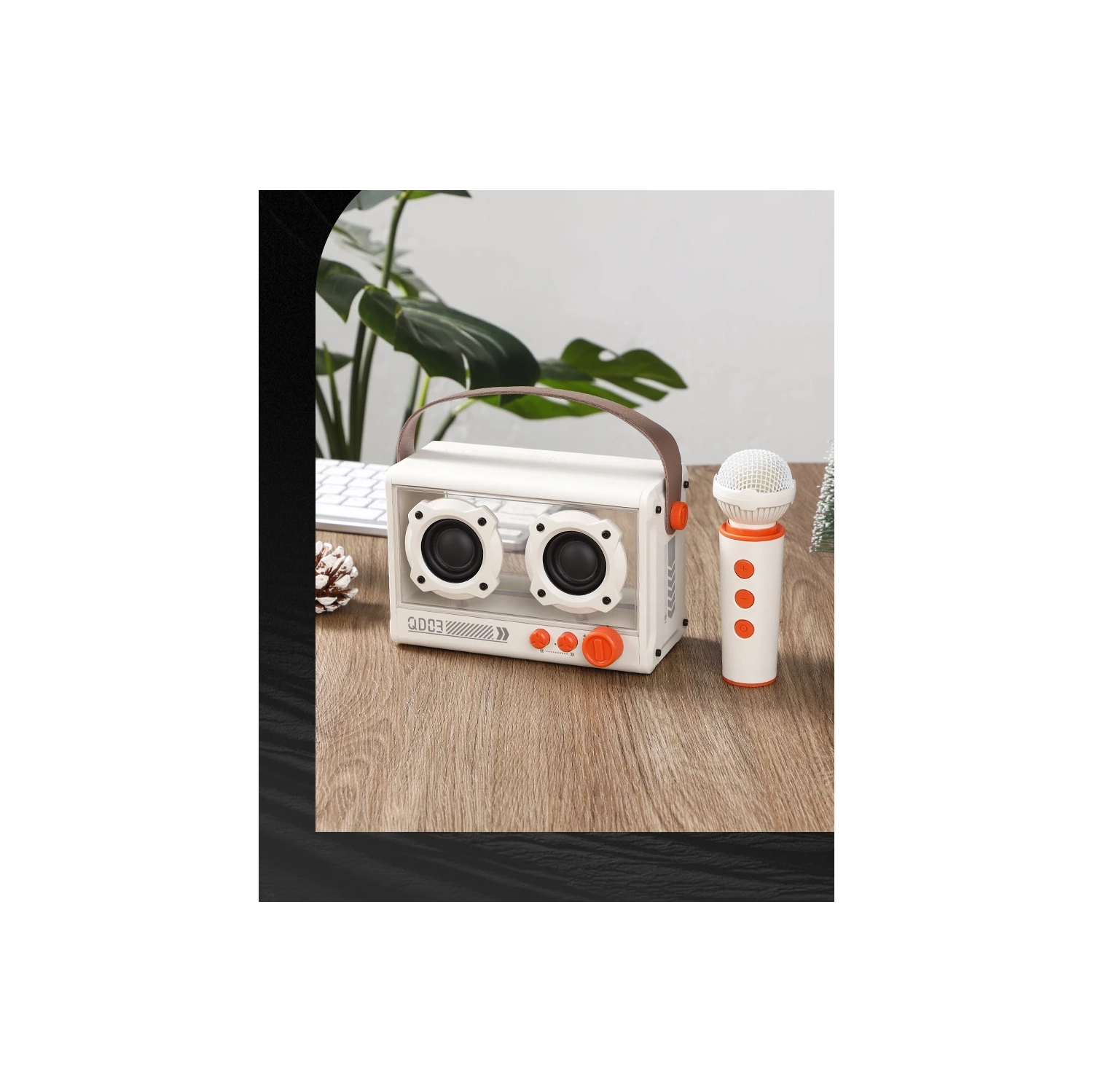 Nouveau haut-parleur Bluetooth K Song avec microphone 10&nbsp;W style mecha punk transparent, style rétro novateur portable - avec microphone unique