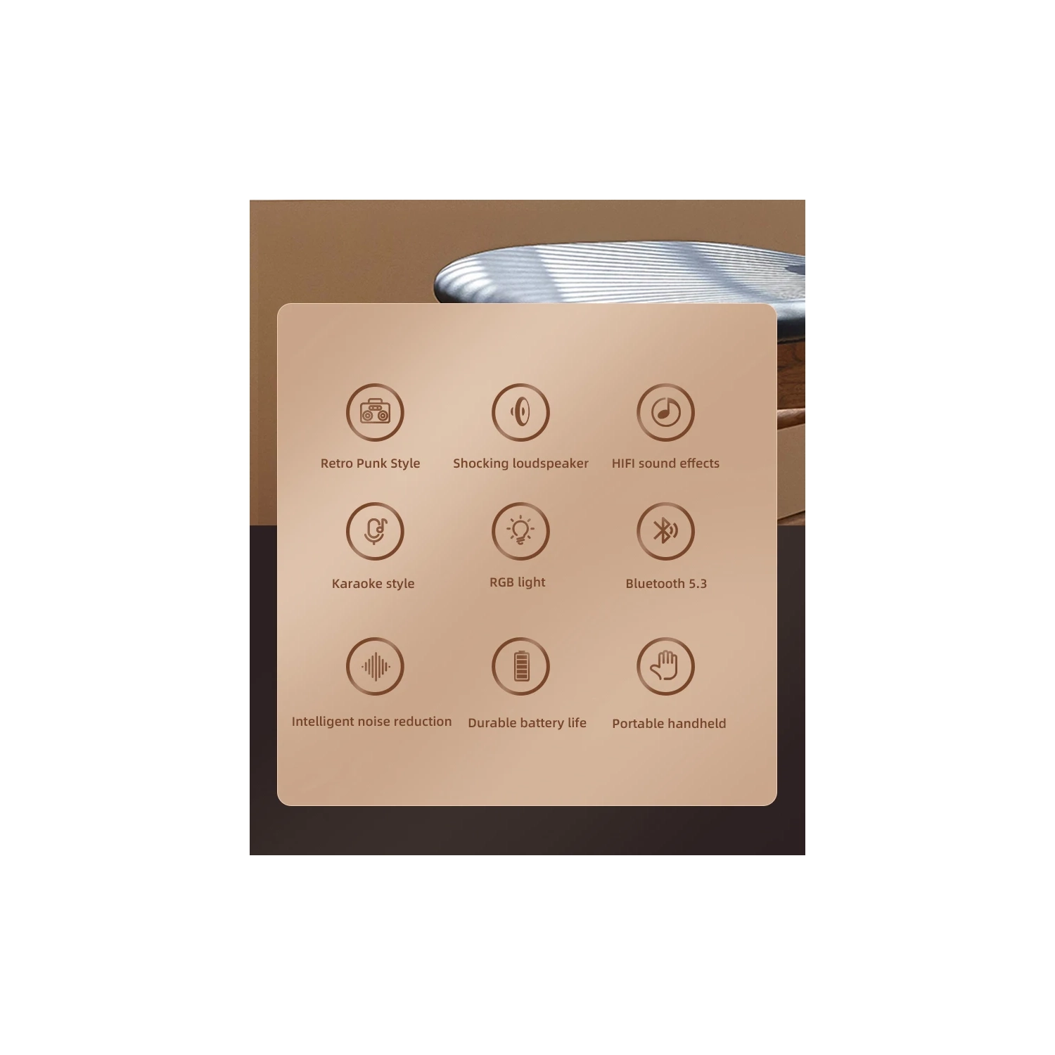 Nouveau haut-parleur Bluetooth K Song avec microphone 10&nbsp;W style mecha punk transparent, style rétro novateur portable - avec microphone unique