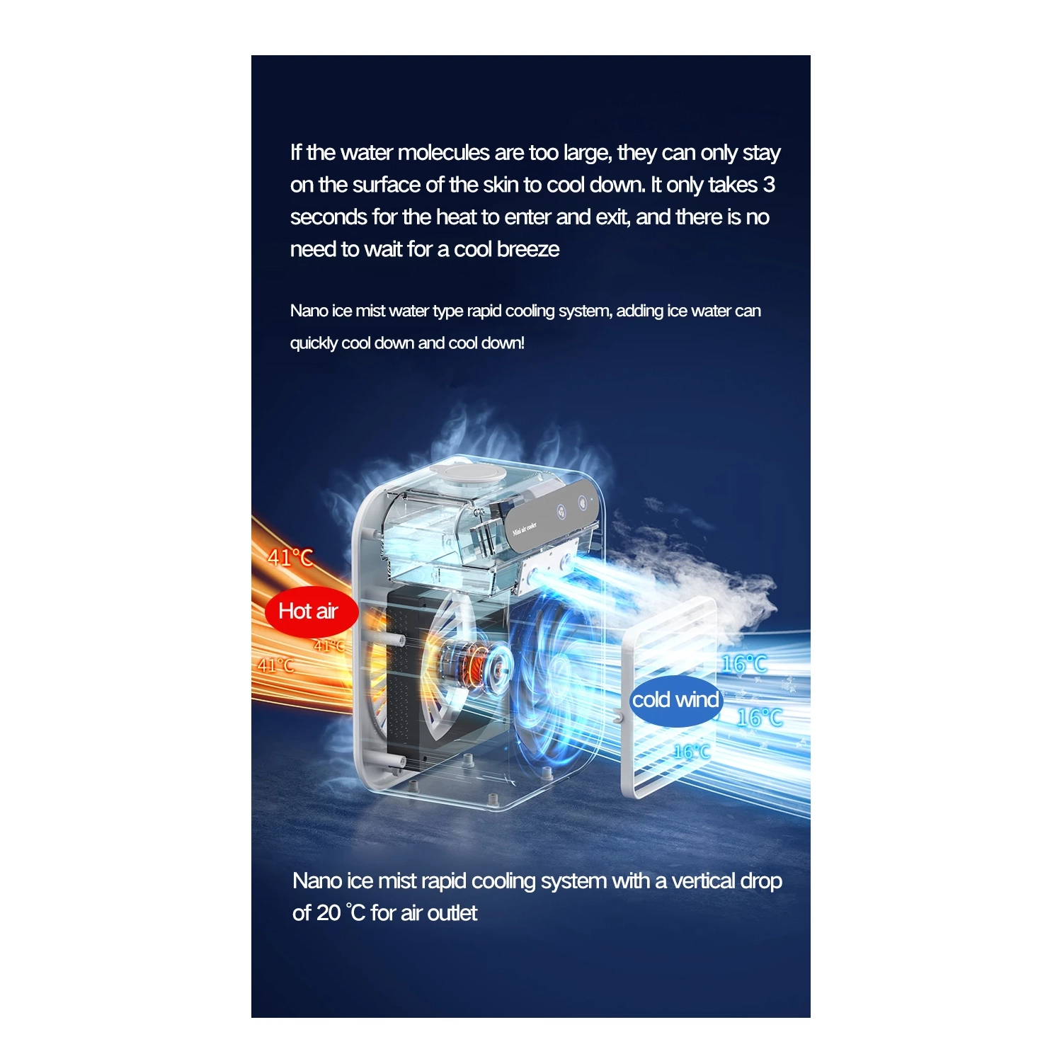 Cooling fan household small air conditioner, fan cooling spray humidification electric desktop fan mobile cooling fan portable, ultra-quiet design