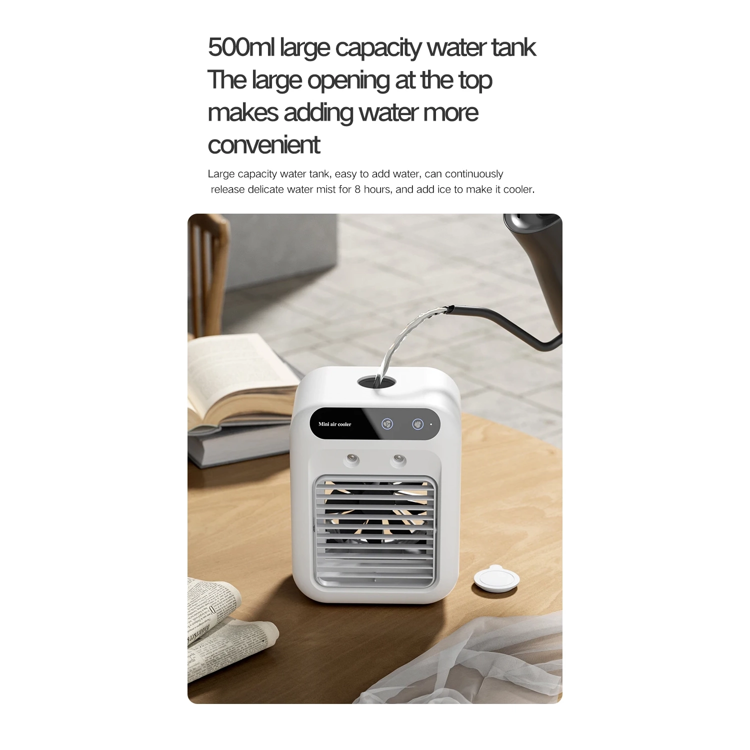 Cooling fan household small air conditioner, fan cooling spray humidification electric desktop fan mobile cooling fan portable, ultra-quiet design