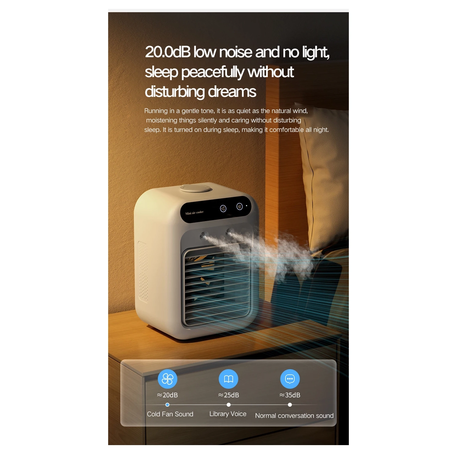 Cooling fan household small air conditioner, fan cooling spray humidification electric desktop fan mobile cooling fan portable, ultra-quiet design