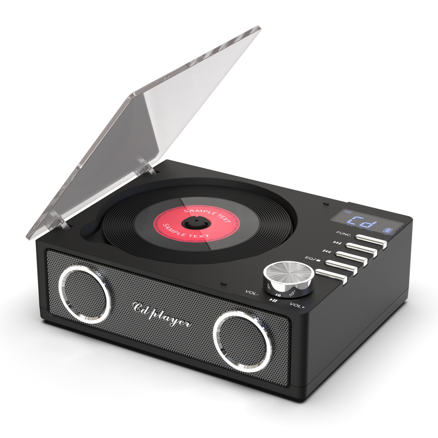 Nouvel album rechargeable avec haut-parleur Bluetooth tout-en-un Lecteur CD-cadeau, lecteur CD rétro rechargeable 4000&nbsp;mAh