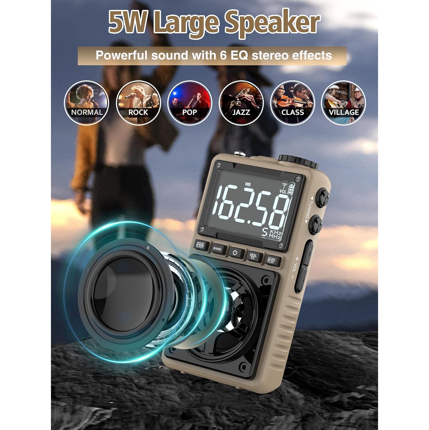 Digital AM/FM/SW Radio With NOAA Weather Alert - 4000mAh Rechargeable Portable Radio With MP3 Player