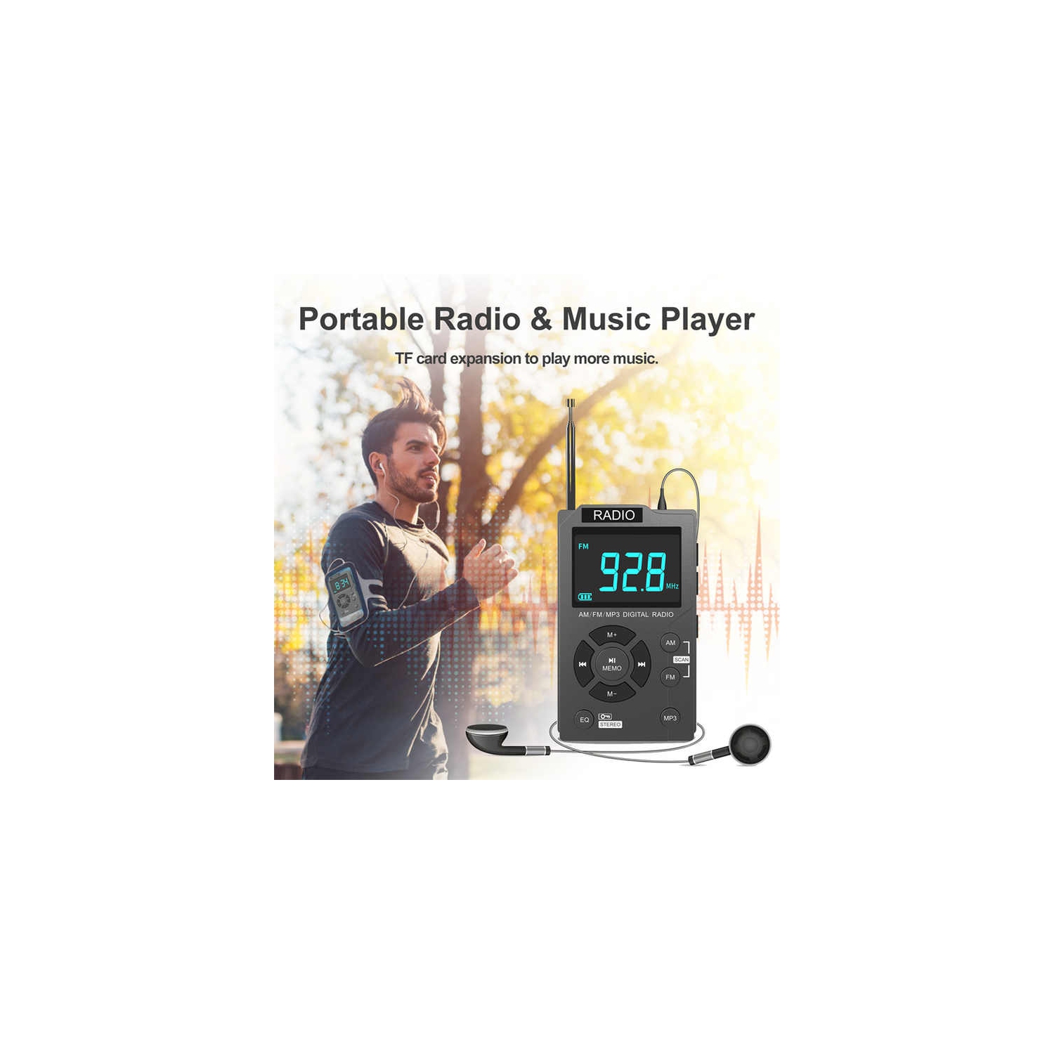 AM portatif ​​Radio FM avec lecteur MP3, radio de poche avec excellente réception, grand écran LCD, nouvelle mini radio de poche, radio stéréo