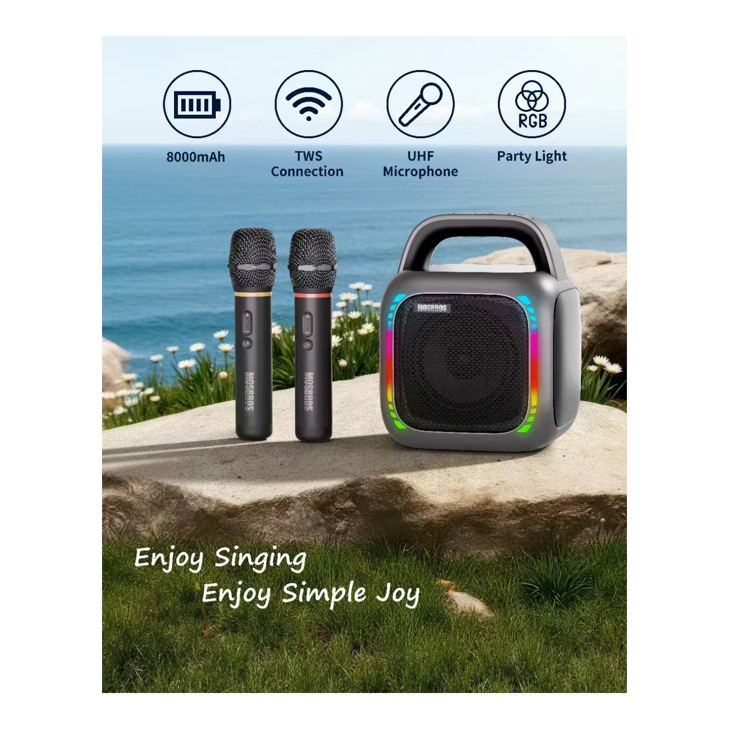 Hot selling high quality heavy bass karaoke bluetooth speaker with microphone, karaoke machine with 2 wireless microphones, portable bluetooth speaker