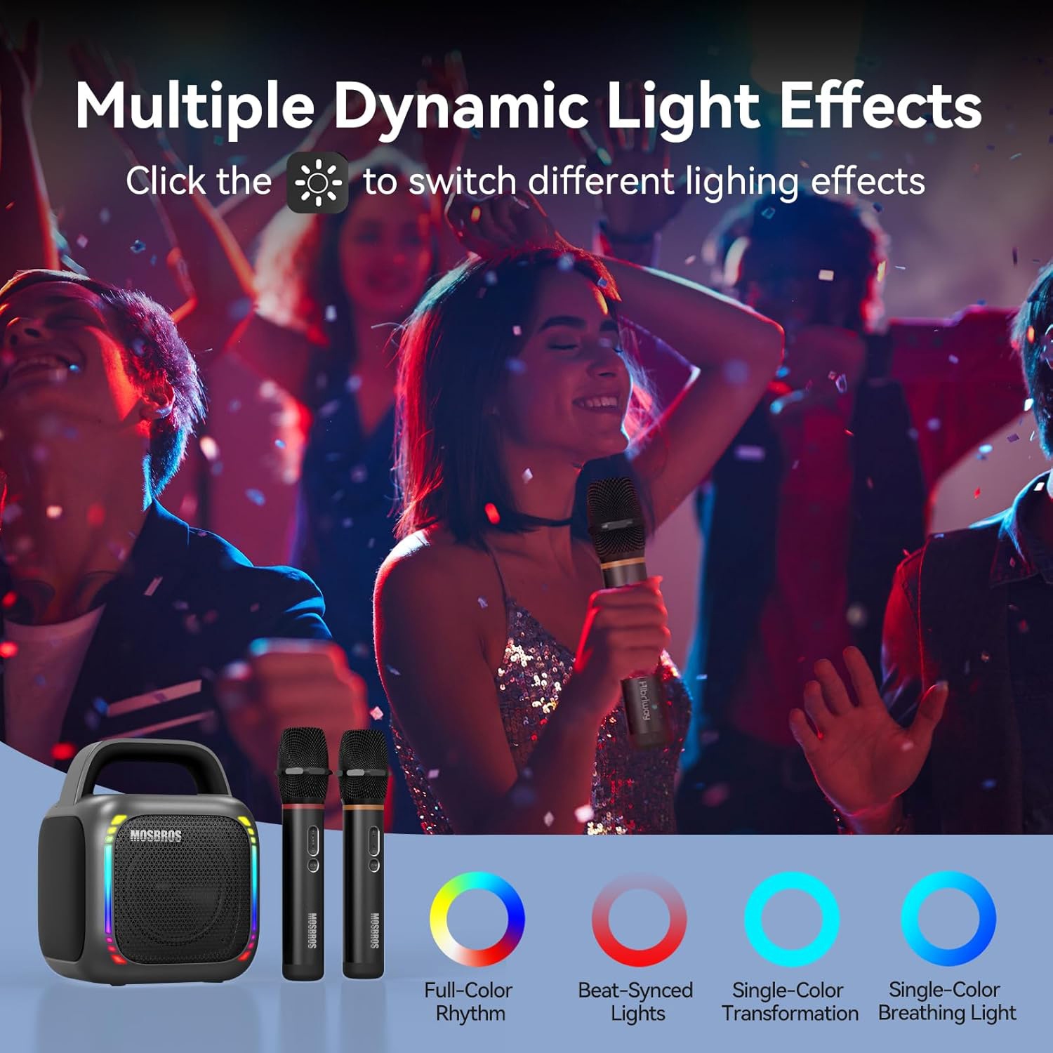 Hot selling high quality heavy bass karaoke bluetooth speaker with microphone, karaoke machine with 2 wireless microphones, portable bluetooth speaker