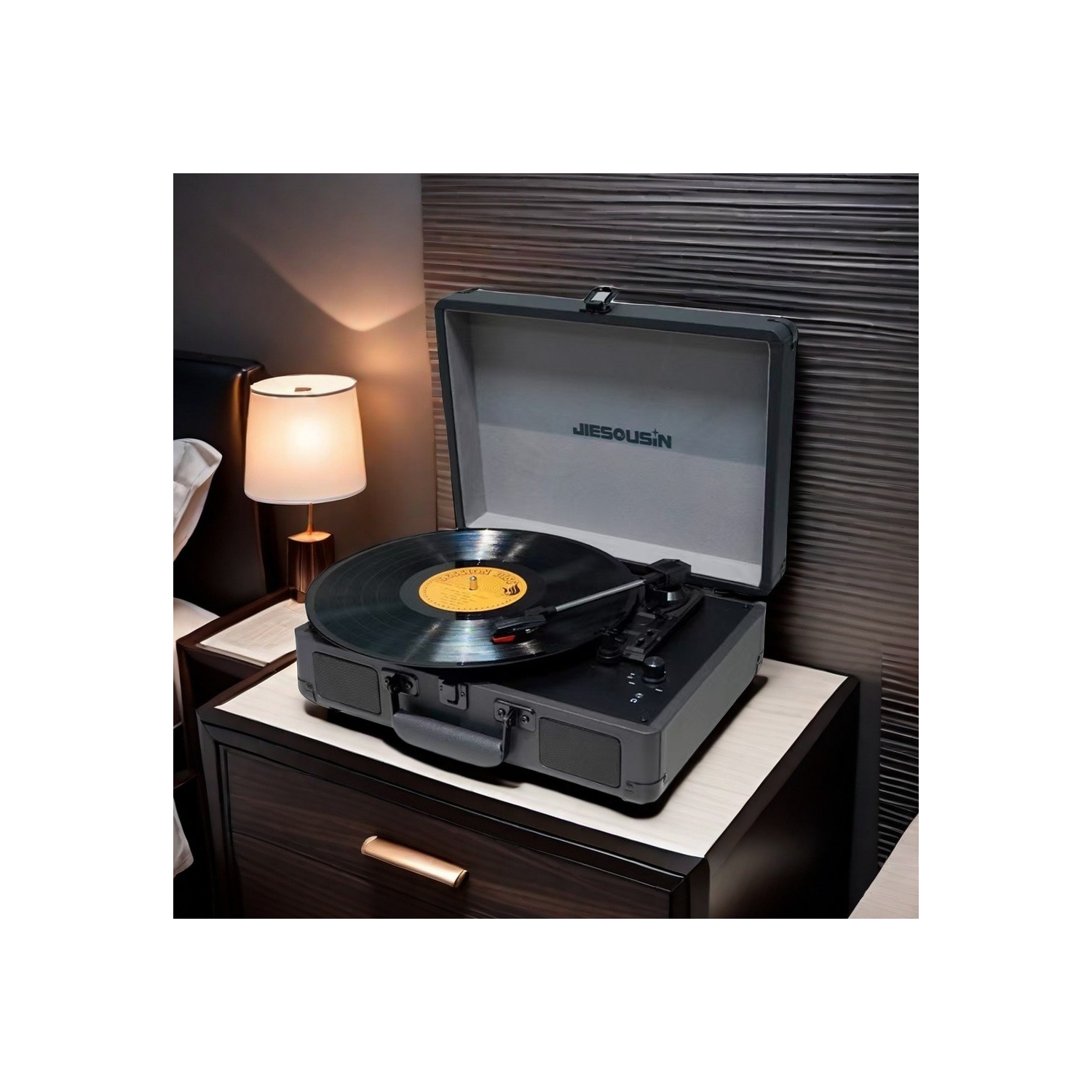 Lecteur de disques vinyle Vintage Phonographe portable 33/45/78 RPM Tourne-disque vinyle Bluetooth 5,3, Bluetooth sans fil + Stylet rubis + Qualité