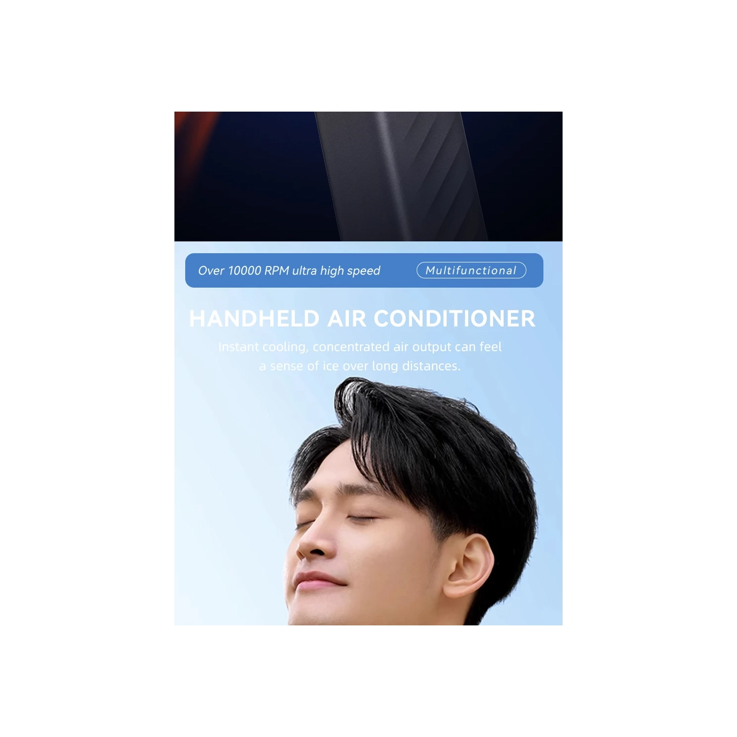 Ventilateur turbo portatif, 1-199 réglages de vitesse du vent, affichage LED,JF132 Blanc Lune glacée [vitesse du vent ultra-élevée de 199 + affichage