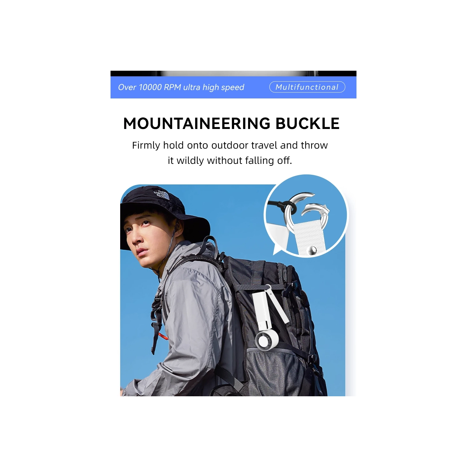 Ventilateur turbo portatif, 1-199 réglages de vitesse du vent, affichage LED,JF132 Blanc Lune glacée [vitesse du vent ultra-élevée de 199 + affichage