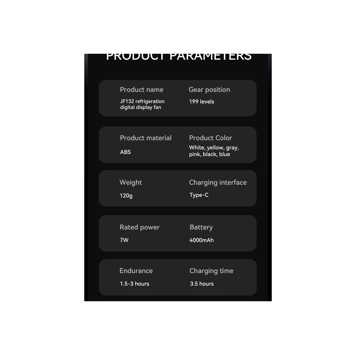 Ventilateur turbo portatif, 1-199 réglages de vitesse du vent, affichage LED,JF132 Blanc Lune glacée [vitesse du vent ultra-élevée de 199 + affichage