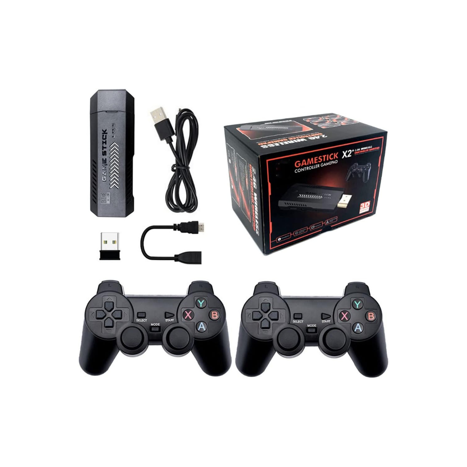 Console de jeu HD X2 PLUS Home Game Console de 2,4 GHz sans fil rétro PSP TV, clé de jeu rétro 4K, console de jeu vidéo HD Home avec 2 manettes sans