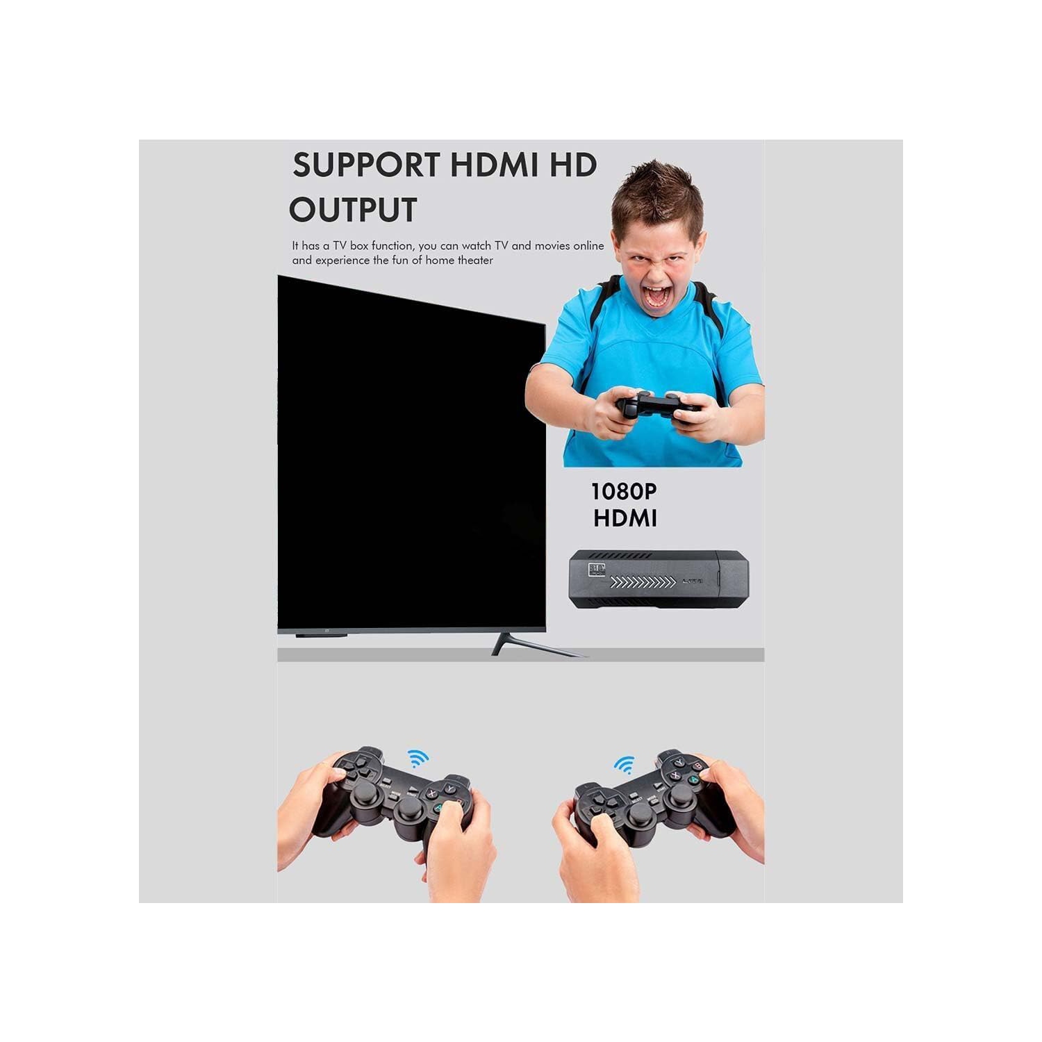 Console de jeu HD X2 PLUS Home Game Console de 2,4 GHz sans fil rétro PSP TV, clé de jeu rétro 4K, console de jeu vidéo HD Home avec 2 manettes sans