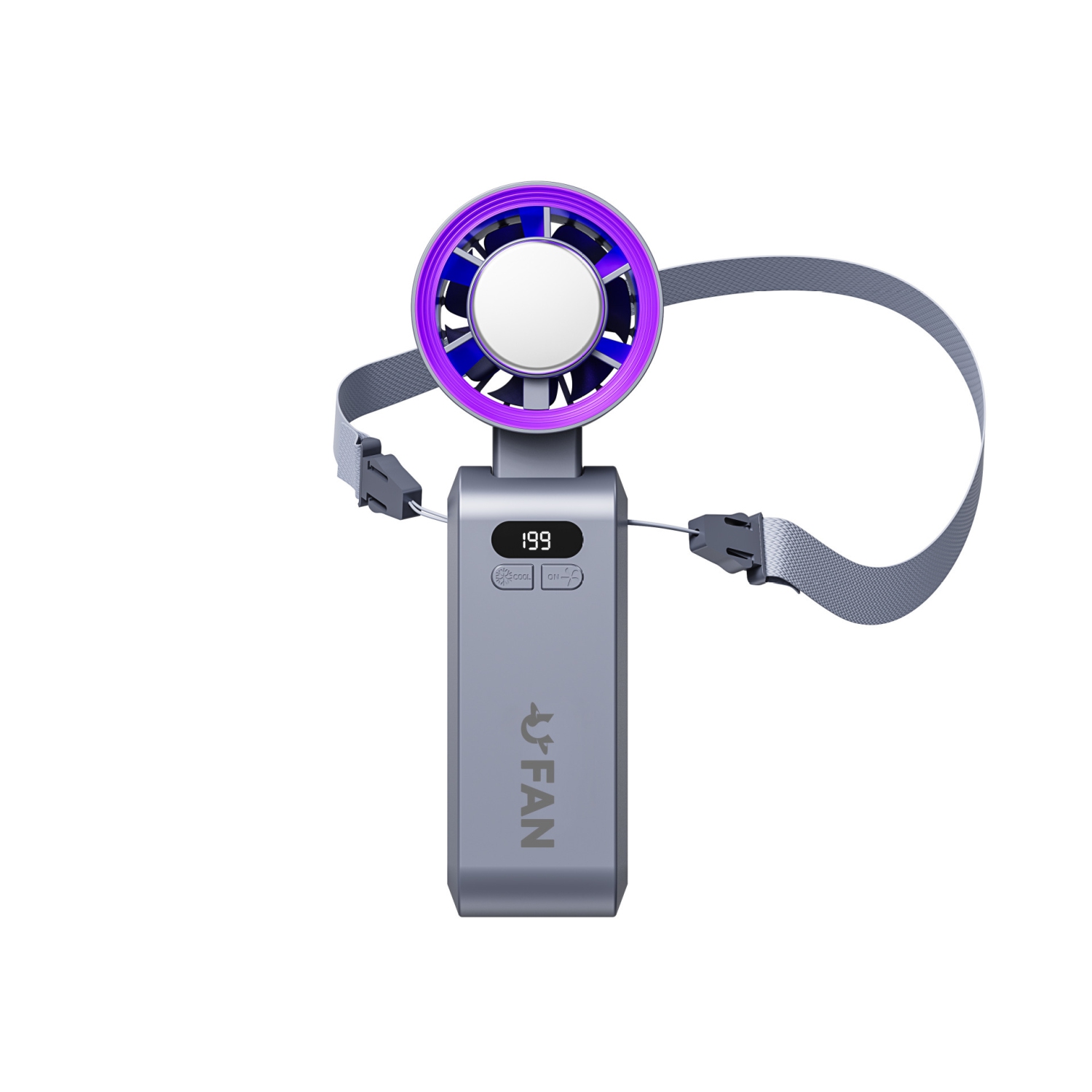 Ventilateur turbo portatif, 1-199 réglages de vitesse du vent, affichage LEDJF137 gris compresse de glace [super haute vitesse 199 vitesses +