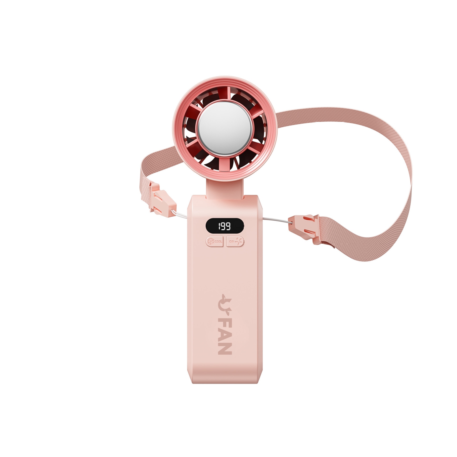 Ventilateur turbo portatif, réglage de la vitesse du vent à 1-199°, affichage LEDJF137 rose compresse de glace [super haute vitesse à 199 vitesses +