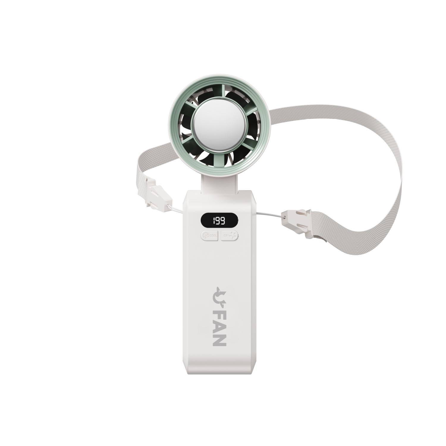 Portable handheld turbo fan, 1-199 wind speed adjustment, LED displayJF137 Ice Compress White [Ultra-high speed 199 wind speed + digital display +
