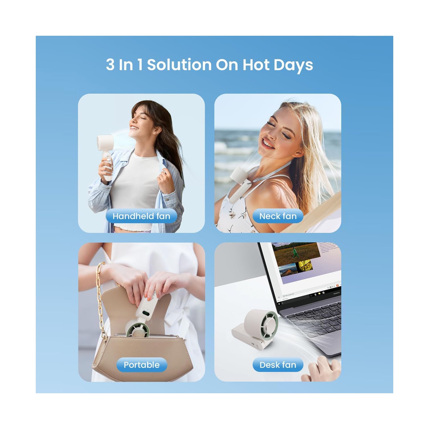 Portable handheld turbo fan, 1-199 wind speed adjustment, LED displayJF137 Ice Compress White [Ultra-high speed 199 wind speed + digital display +