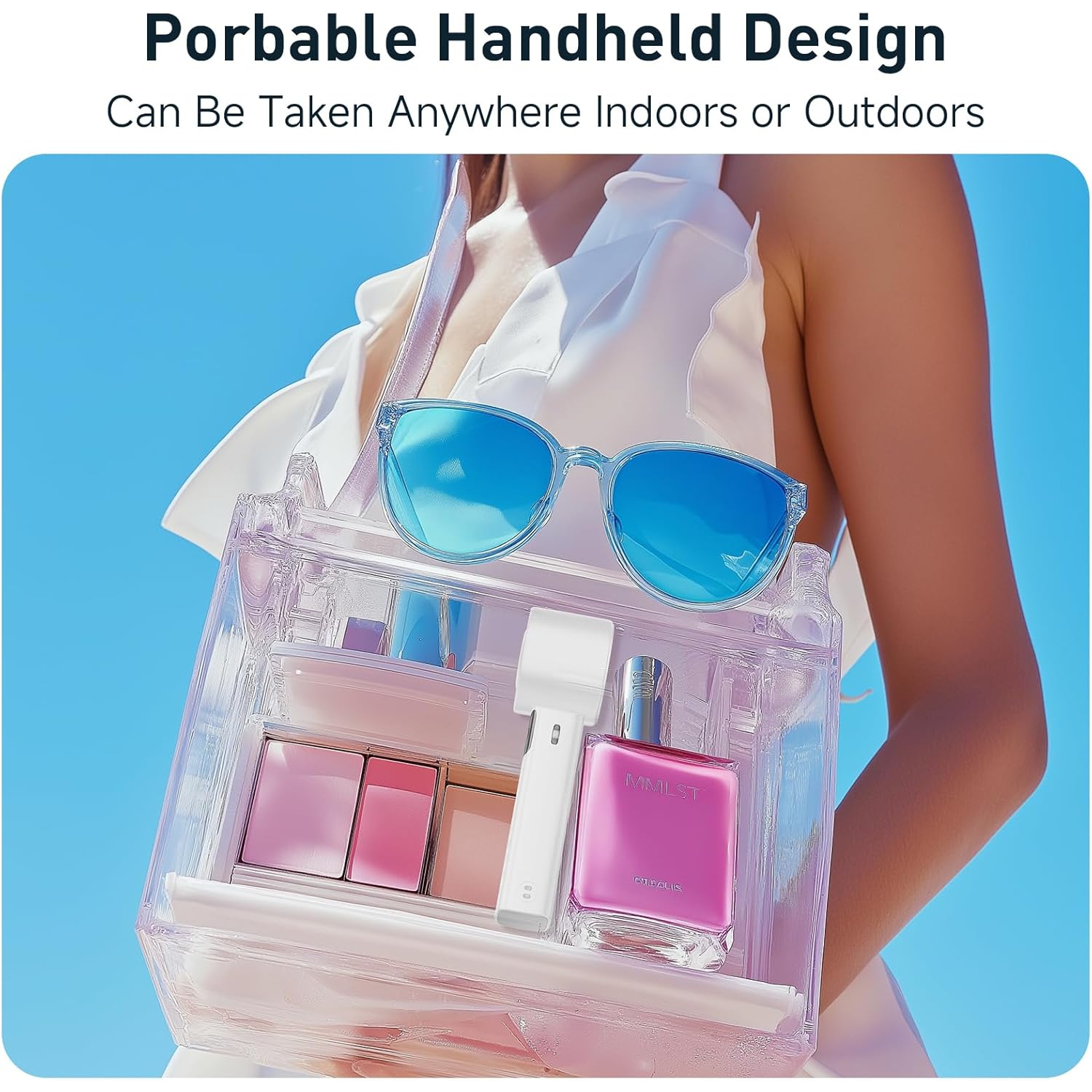 Portable handheld turbo fan, 1-199 wind speed adjustment, LED display,JF132 regular model moonlight white [super high speed 199 gears + digital