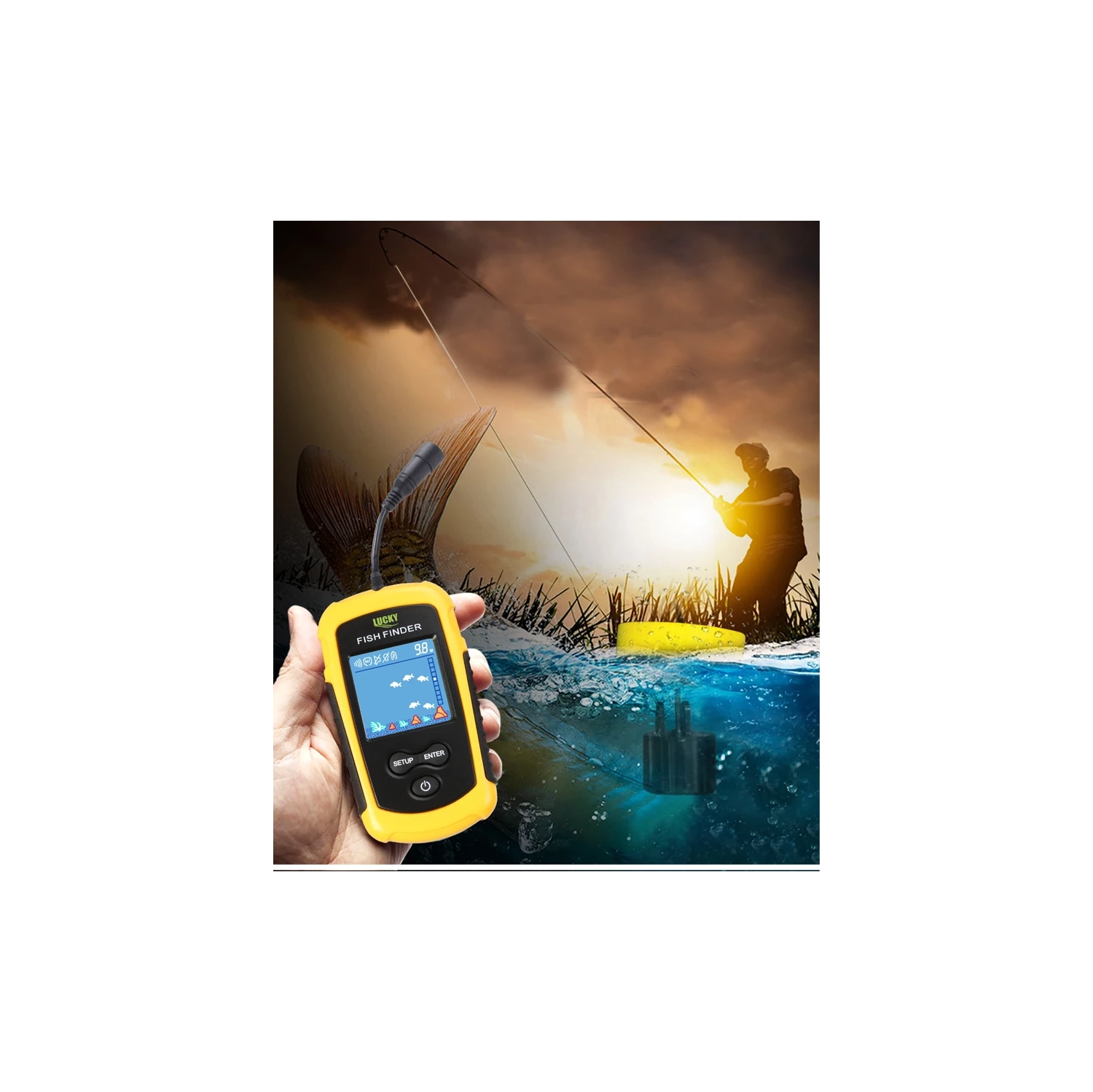 Échosondeur portatif kayak, échosondeur portatif sous-marin, détecteur de poisson-kayak escamotable sonar, FFC1108 d'affichage Fishing LCD -