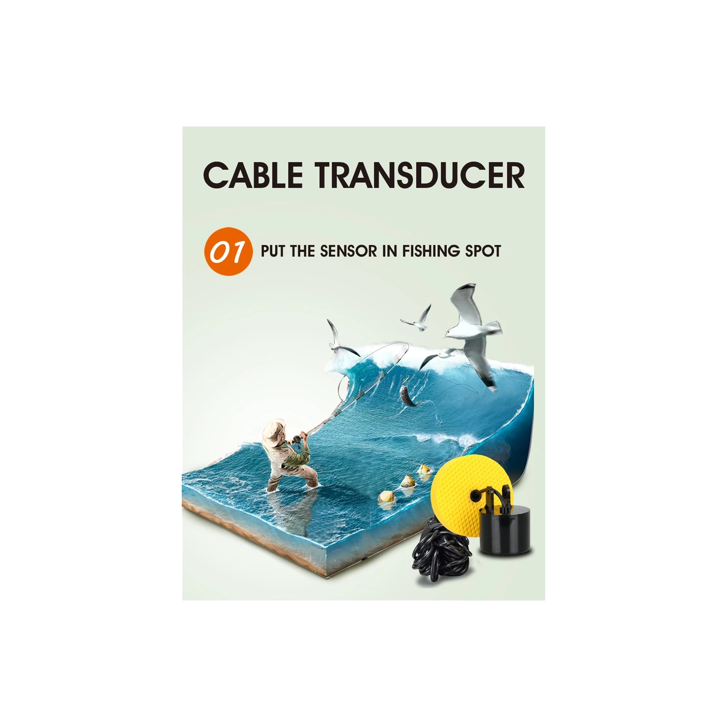 Échosondeur portatif kayak, échosondeur portatif sous-marin, détecteur de poisson-kayak escamotable sonar, FFC1108 d'affichage Fishing LCD -