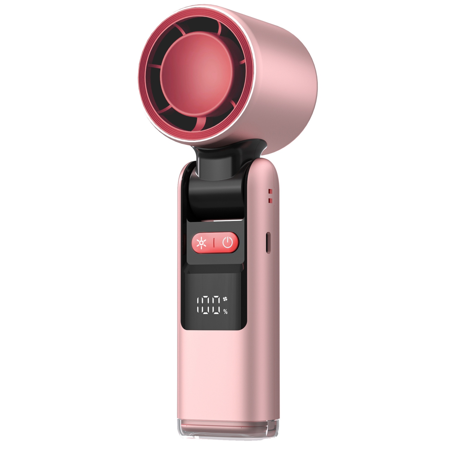Ultralight handheld fan 1-100 degrees adjustable, 4000mAh USB charging-ordinary cherry pink [super high speed 100 gears + digital display + foldable