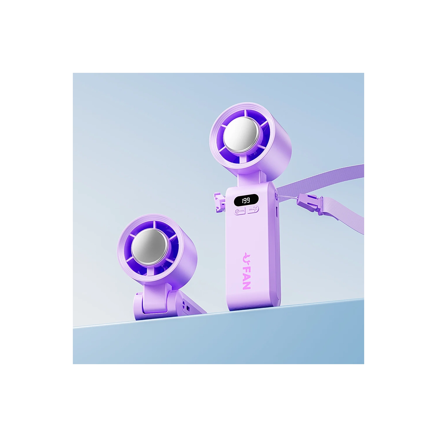 Ventilateur turbo portatif, 1-199 réglages de vitesse du vent, affichage LEDJF137 compresse de glace violet [super haute vitesse 199 vitesses +