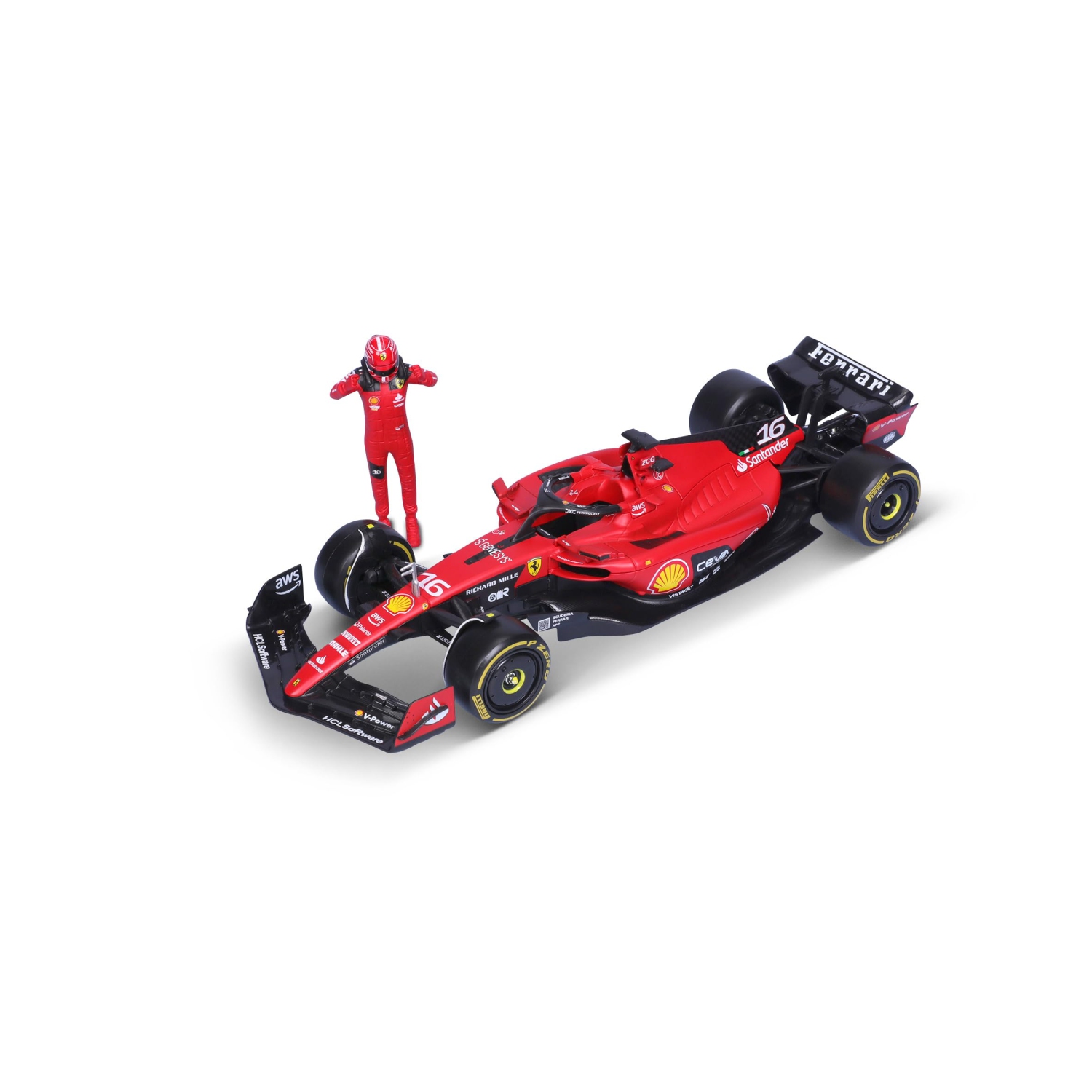 Bburago 1:24 Ferrari SF23 with Charles Leclerc Figure 2023 F1 Racing
