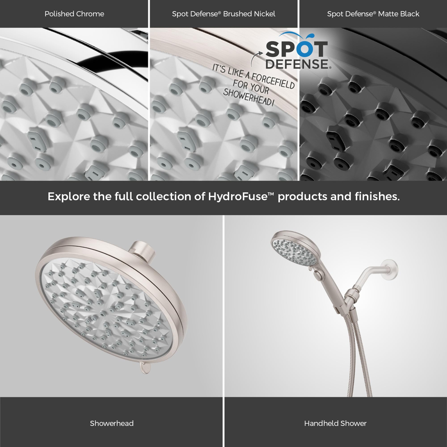 Pfister HydroFuse Handheld Shower Head, Hose Included, 6-Function, 1.75 GPM, Spot Defense Brushed Nickel Finish, 016WS..