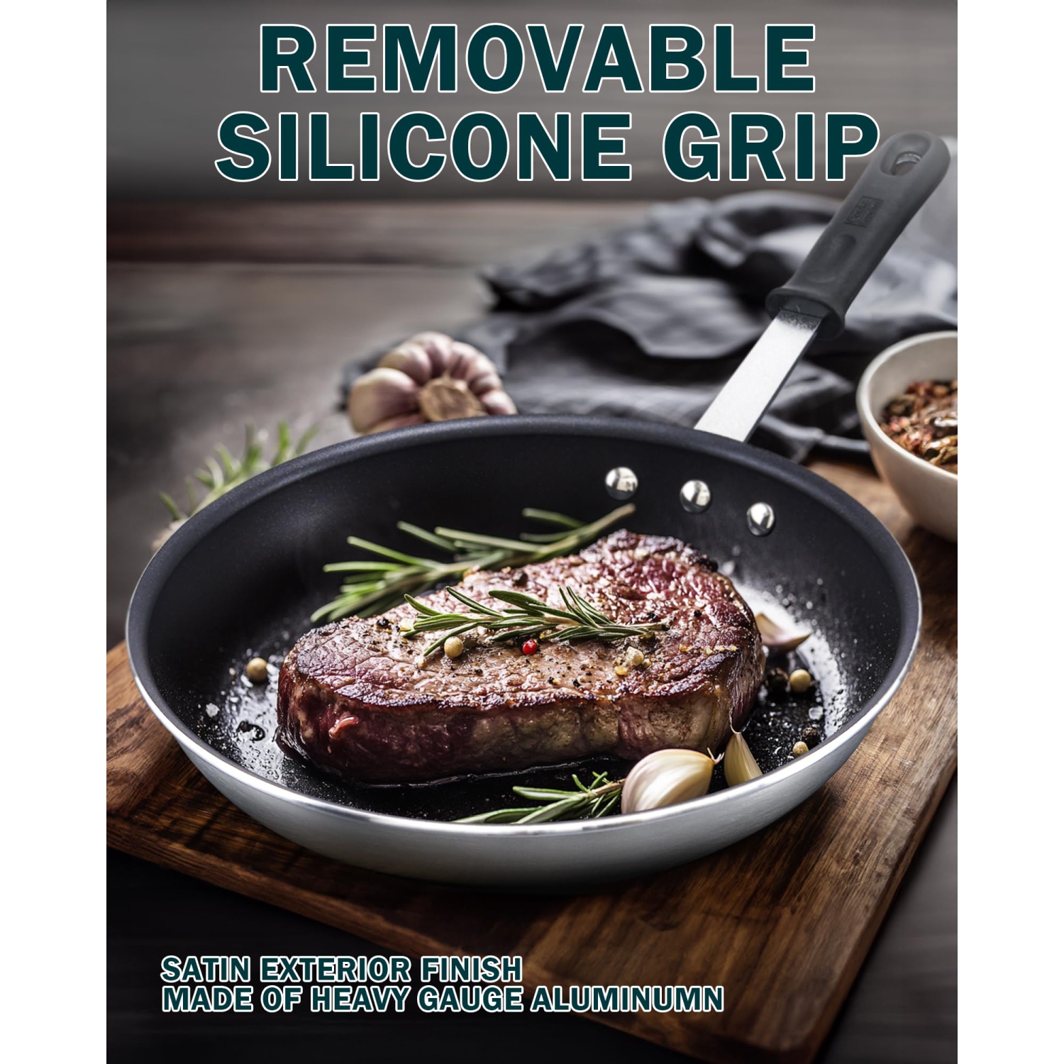 Cooks Standard Professional Aluminum Nonstick Restaurant Fry Pan 8-Inch, Durable Heavy Duty Skillet Pan, Woks,Metalic