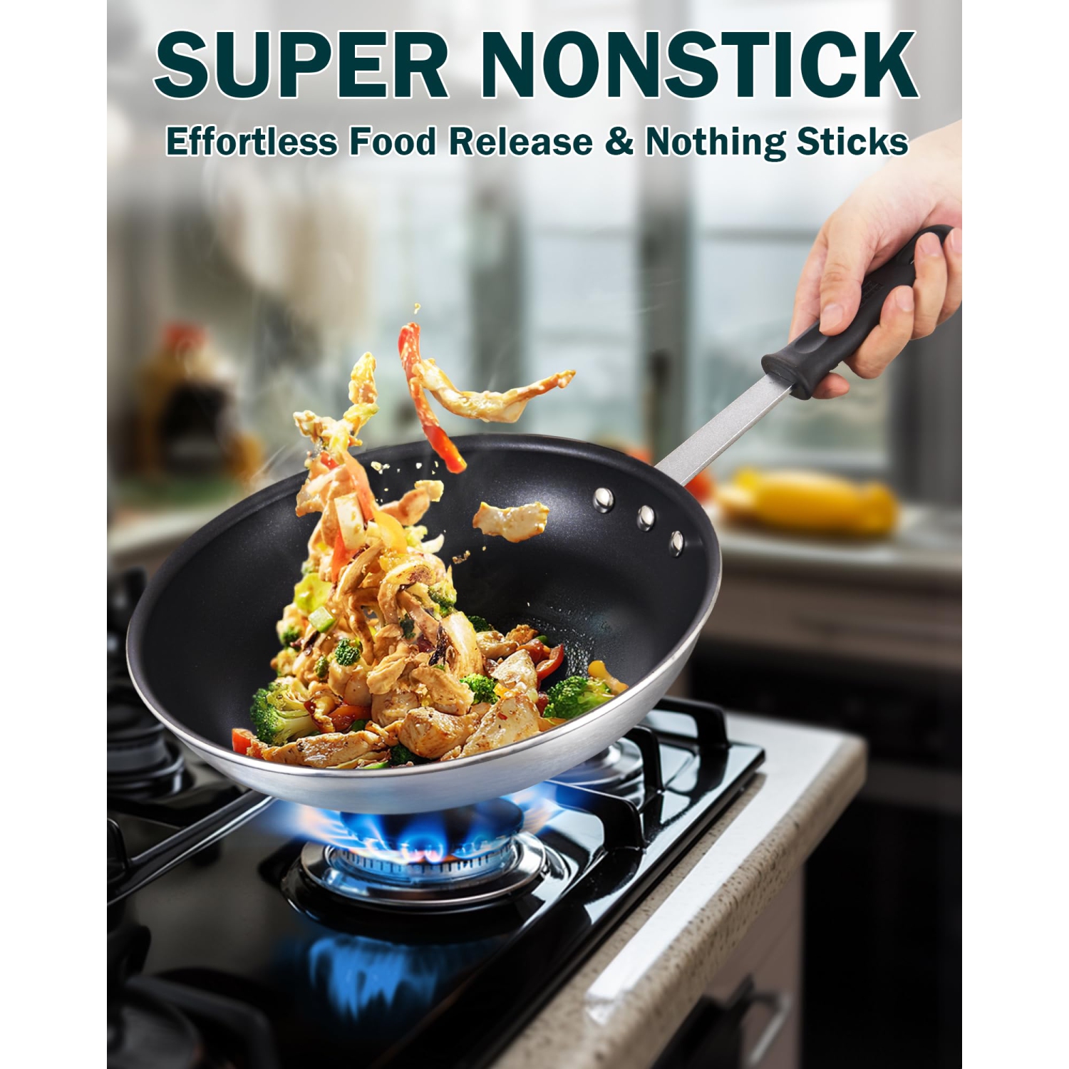 Cooks Standard Professional Aluminum Nonstick Restaurant Fry Pan 8-Inch, Durable Heavy Duty Skillet Pan, Woks,Metalic