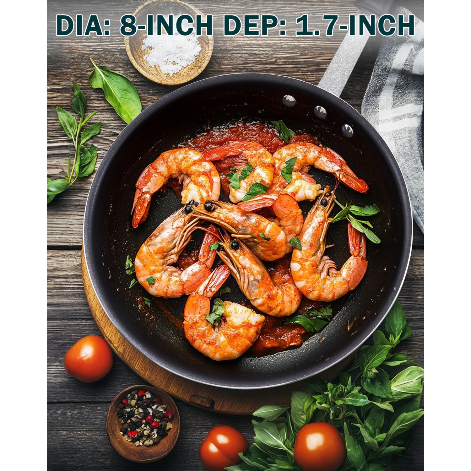 Cooks Standard Professional Aluminum Nonstick Restaurant Fry Pan 8-Inch, Durable Heavy Duty Skillet Pan, Woks,Metalic