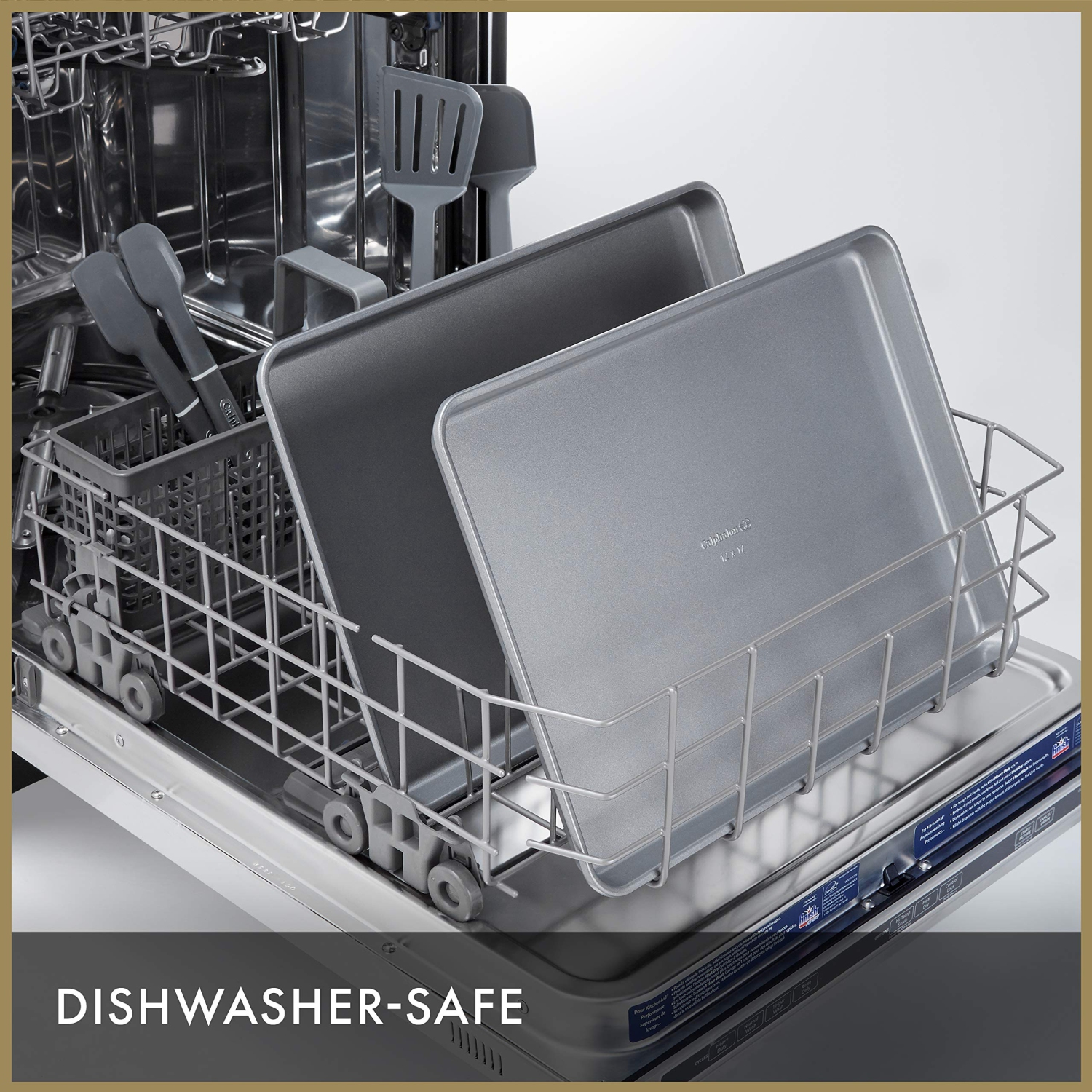 Calphalon – Plaques de cuisson antiadhésives pour biscuits et gâteaux, 12 x 17&nbsp;po, ensemble de 2, argenté