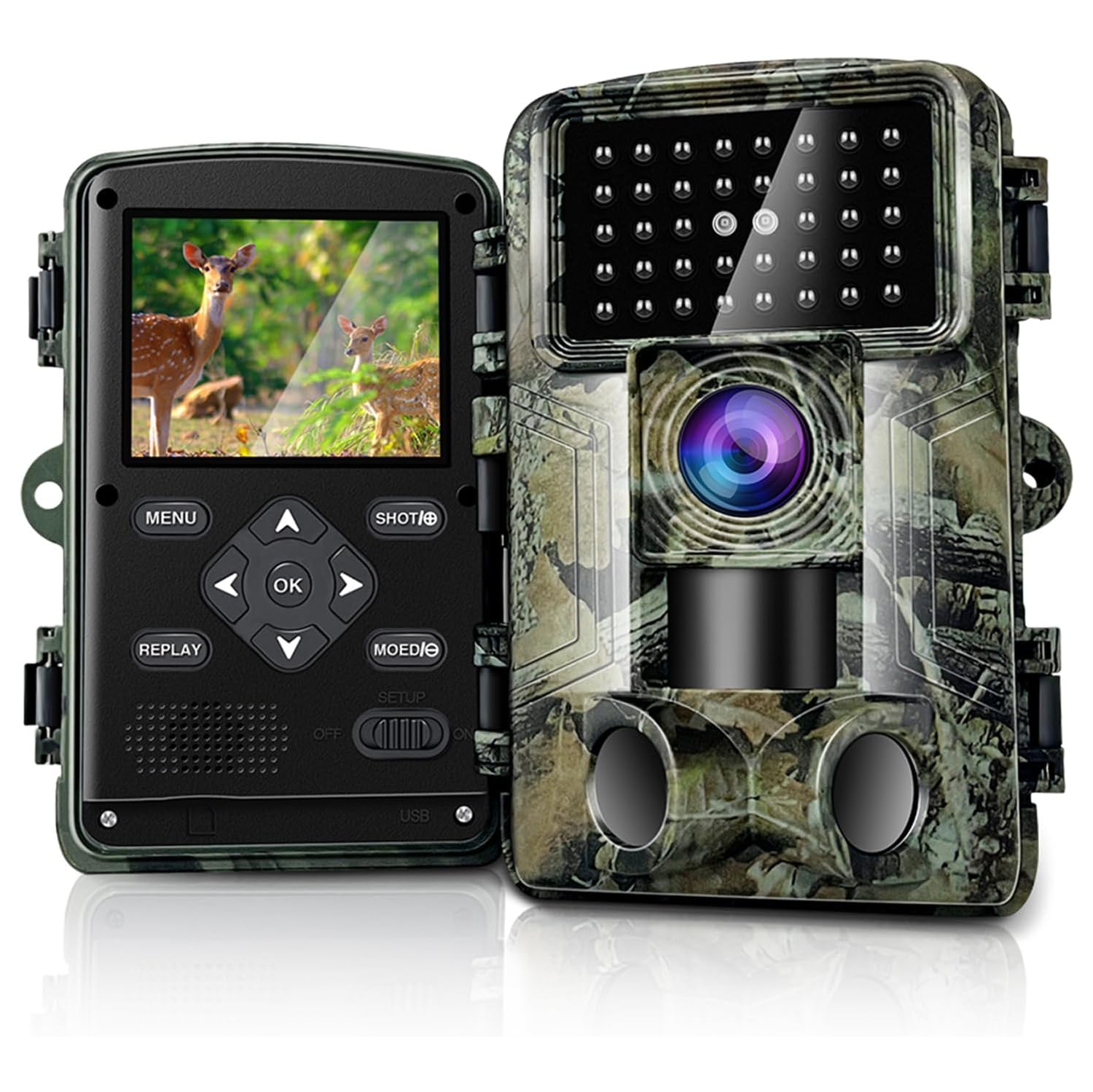 Trail Camera 58MP 2” Huge Screen 2.7K HD Game Hunting Camera with Night Vision Motion Activated IP66 Waterproof