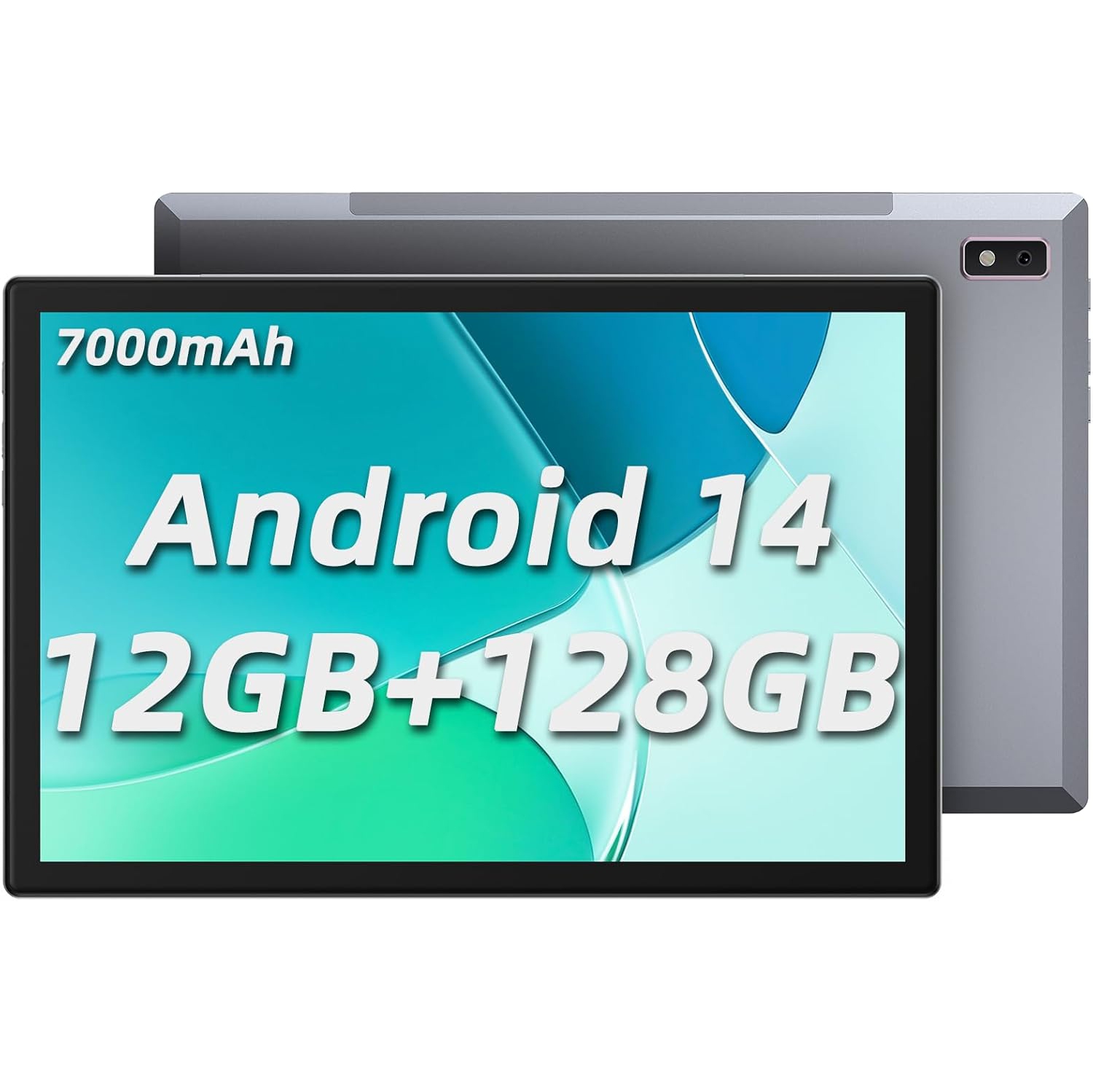 Android Tablet 14 OS, 10.1 inch Tablets IPS Screen, 8-Core, 12GB+128GB Storage, 7000mAh, 13MP+5MP Camera, WiFi, BT, Metal Body, Plimpton P60Pro (Gray) - Refurbished(Good)
