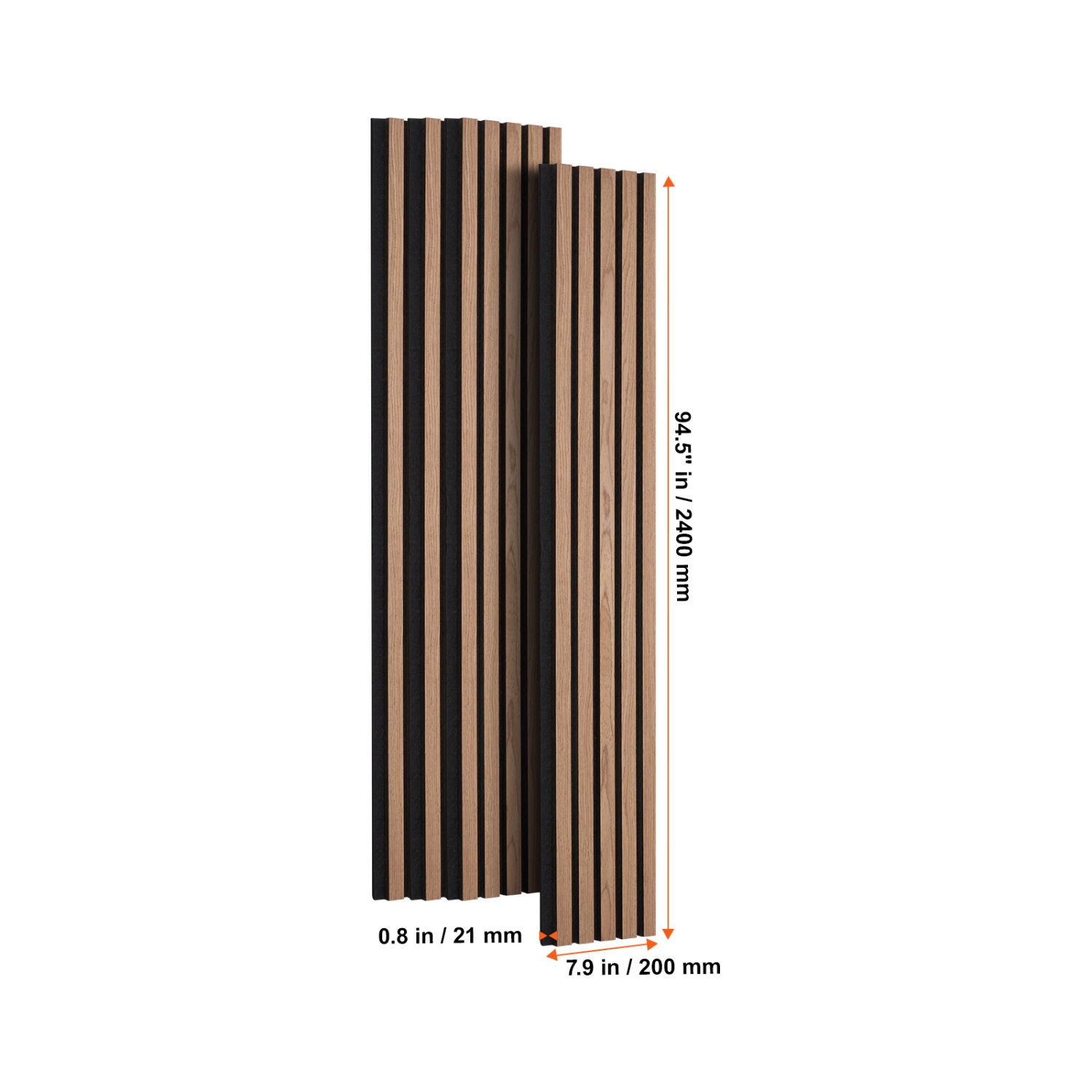 VEVOR 7.9 x 94.5 inch Wood Slat Acoustic Panels, MDF Accent Wooden Wall Panels for Modern Interior Wall, Faux Wood Wall Board Panels for Stylish
