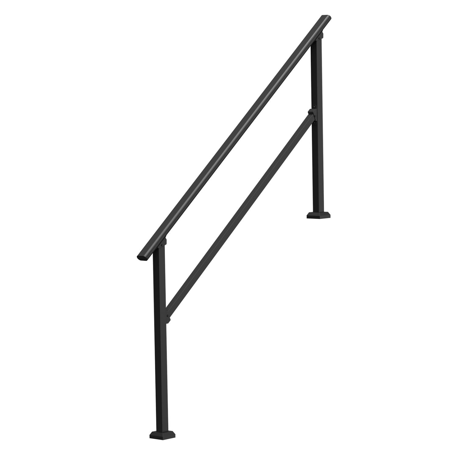 VEVOR Handrails for Outdoor Steps, 5-6 Step Stair Hand Rail Kit, Transitional Carbon Steel Railings with Installation Kit, for Seniors, Concrete