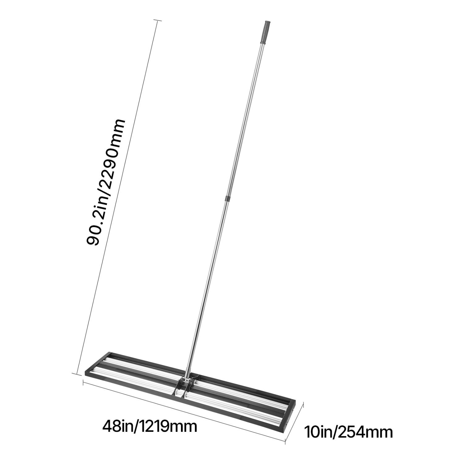 VEVOR 83.9in Handle Updated Lawn Leveling Rake with Roller, 48'' x 10" Stainless Steel, Heavy Duty Yard Leveling Rake, Effort Saving Lawn Leveling