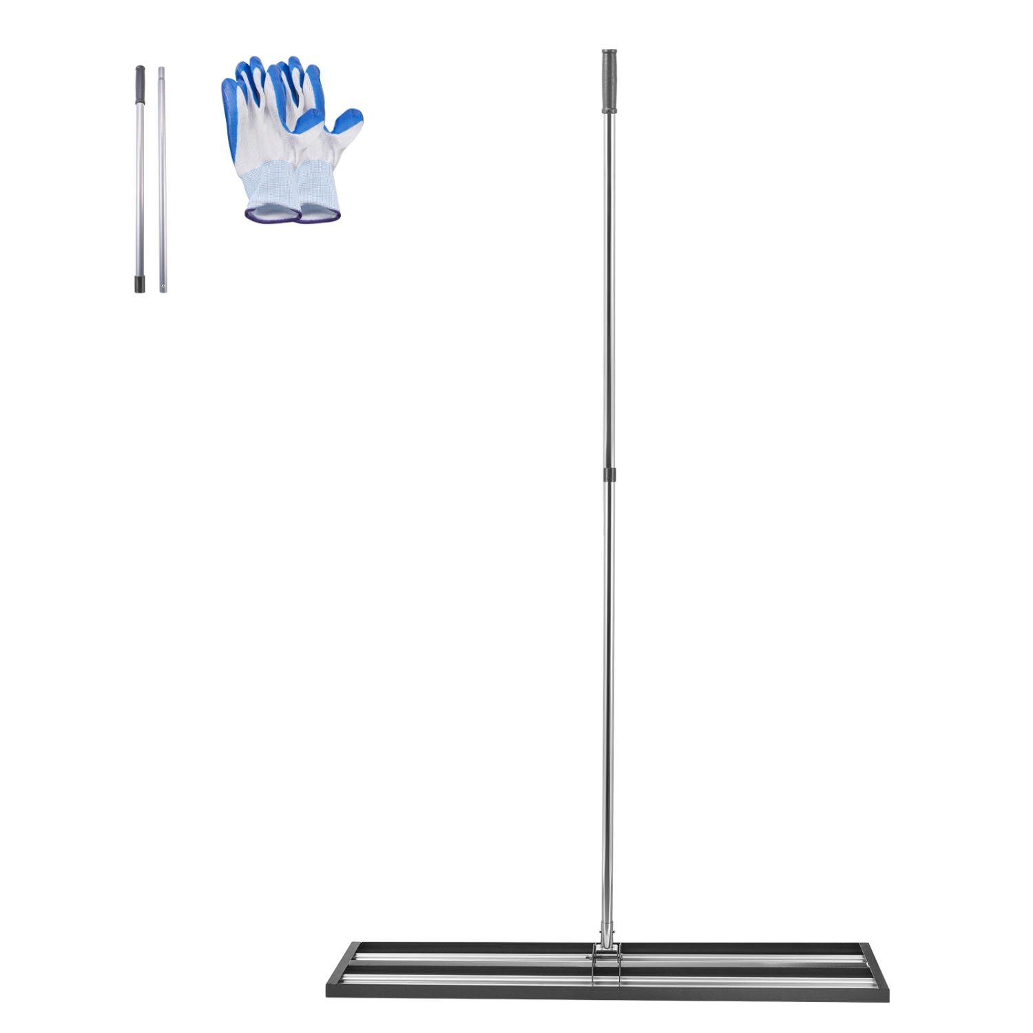 VEVOR 83.9in Handle Updated Lawn Leveling Rake with Roller, 48'' x 10" Stainless Steel, Heavy Duty Yard Leveling Rake, Effort Saving Lawn Leveling