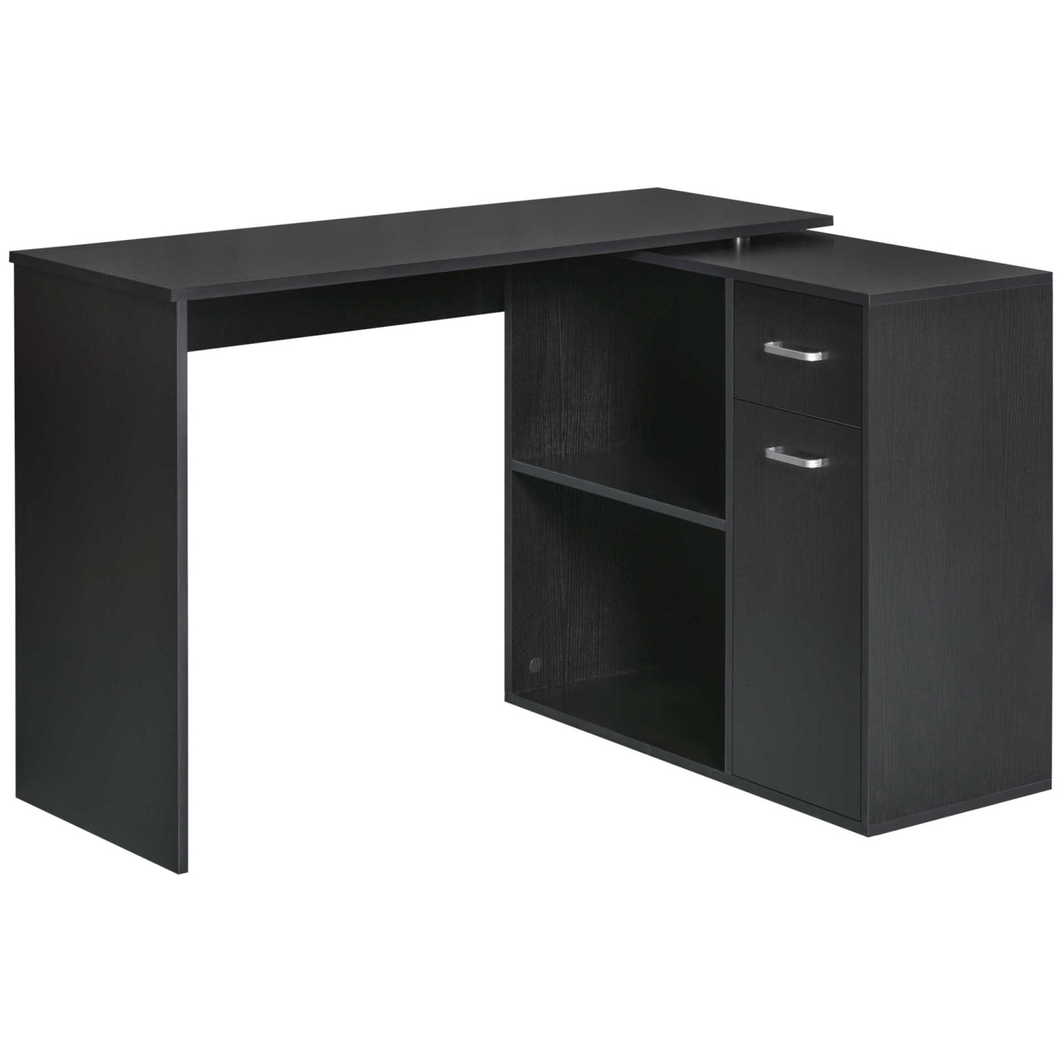 Kepooman 180° Rotating Home Office Corner Desk Storage Shelf Cabinet - Black