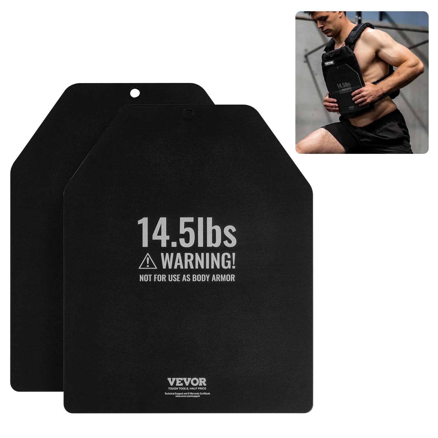 VEVOR 14.5 LB Pairs Weight Vest Plates, Premium Steel, Contoured Ergonomic Fit – WODs, Additional Weight for Weight Vests, for Strength Training,