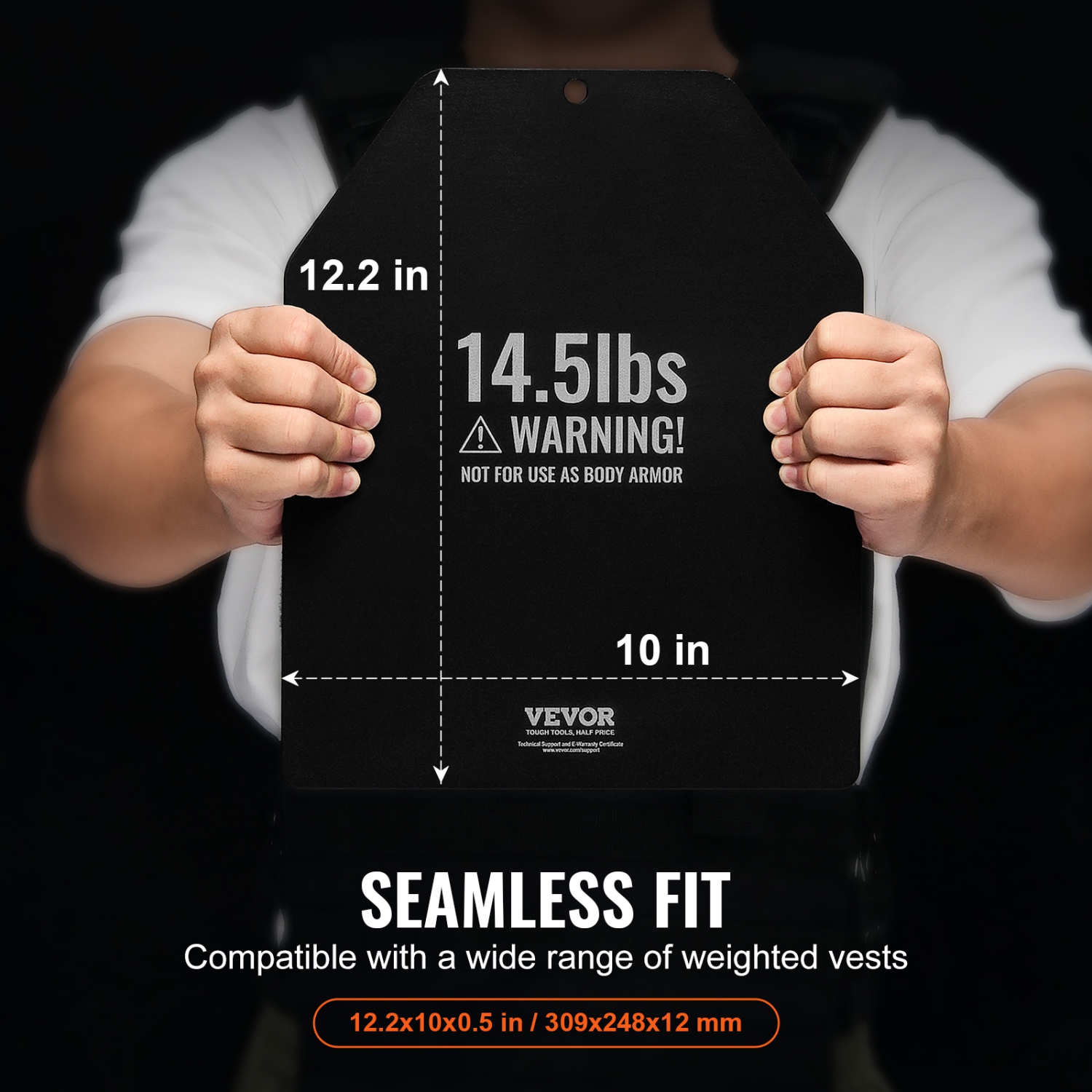 VEVOR 14.5 LB Pairs Weight Vest Plates, Premium Steel, Contoured Ergonomic Fit – WODs, Additional Weight for Weight Vests, for Strength Training,