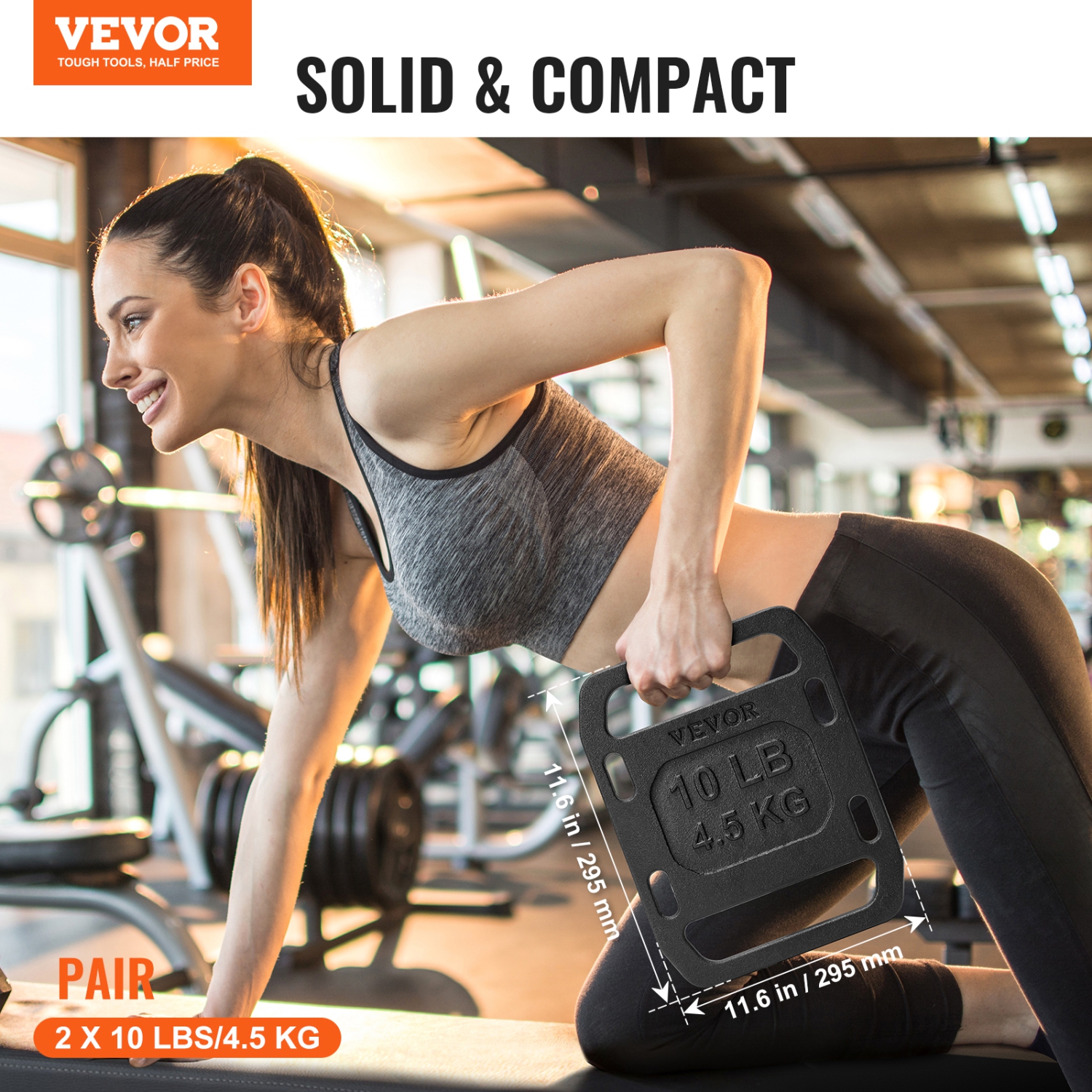 VEVOR 10LB Pair Cast Iron Ruck Weights, Adjustable Ruck Plate with Straps – for Rucking, Swings, Squats, Strength Training & Weightlifting