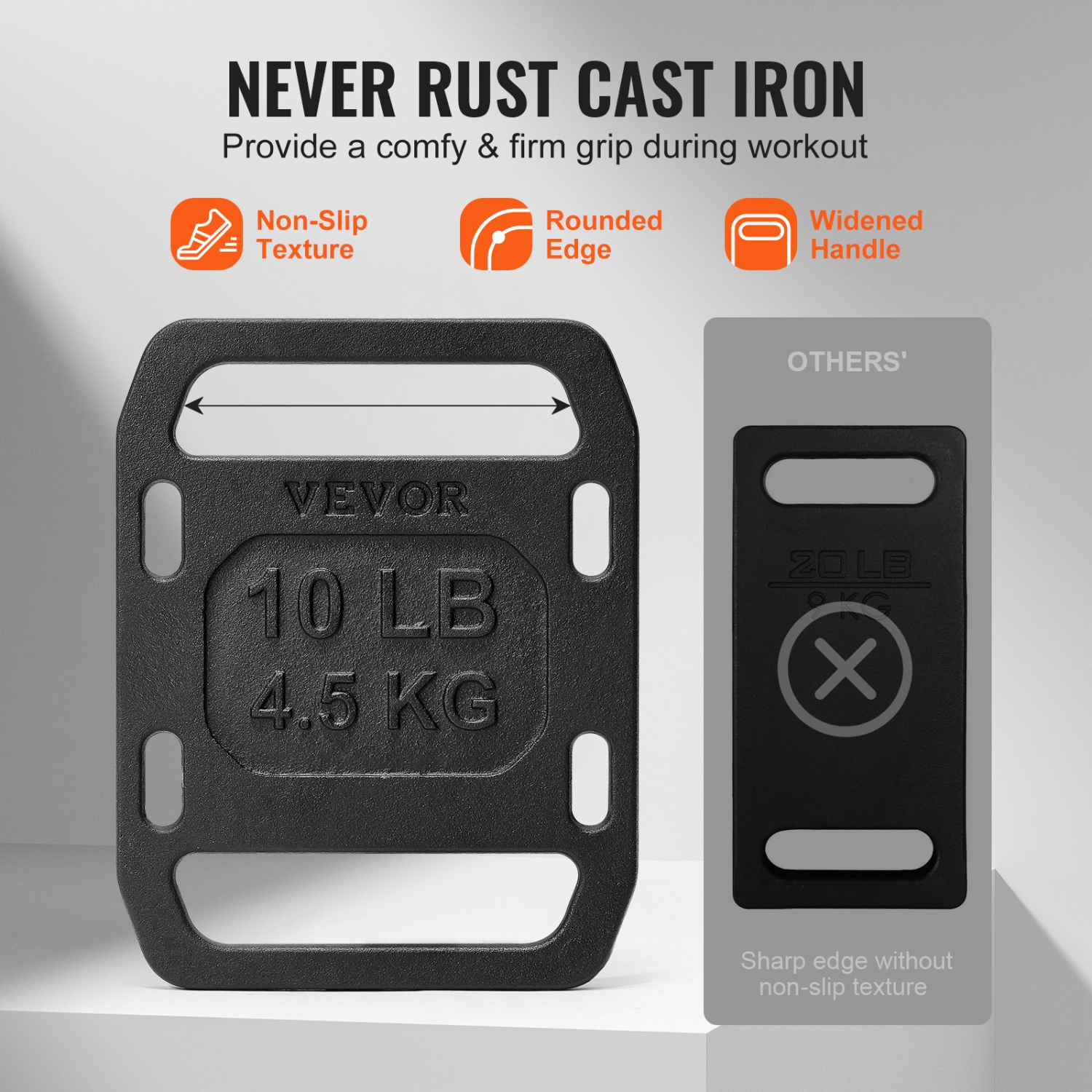 VEVOR 10LB Pair Cast Iron Ruck Weights, Adjustable Ruck Plate with Straps – for Rucking, Swings, Squats, Strength Training & Weightlifting