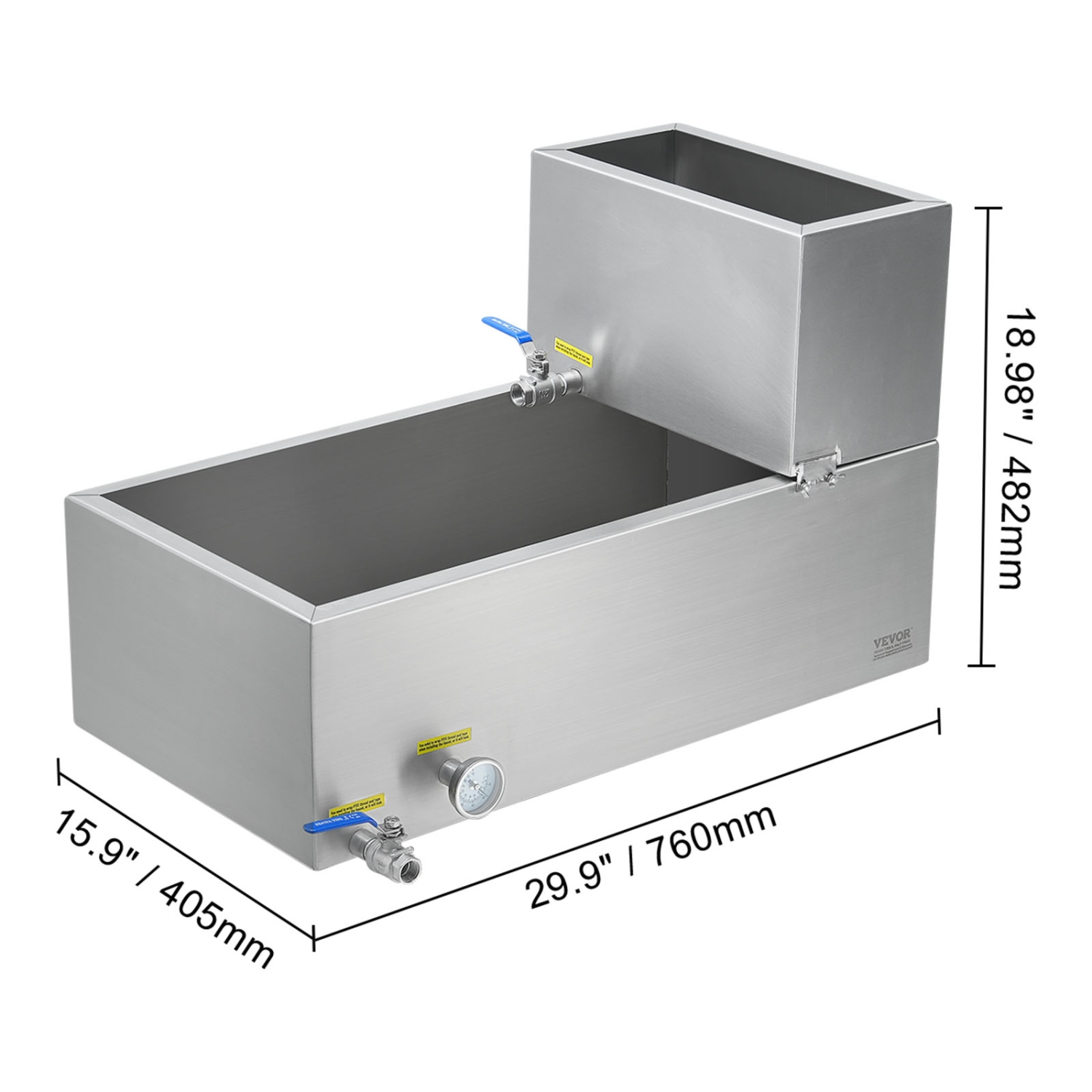 VEVOR 19.6 Gallon Maple Syrup Evaporator Pan, 285 Cups of 8.8oz Maple Syrup, Flat Pan with Thermometer, 2 Valves and 3 Heating Methods, 304 Stainless