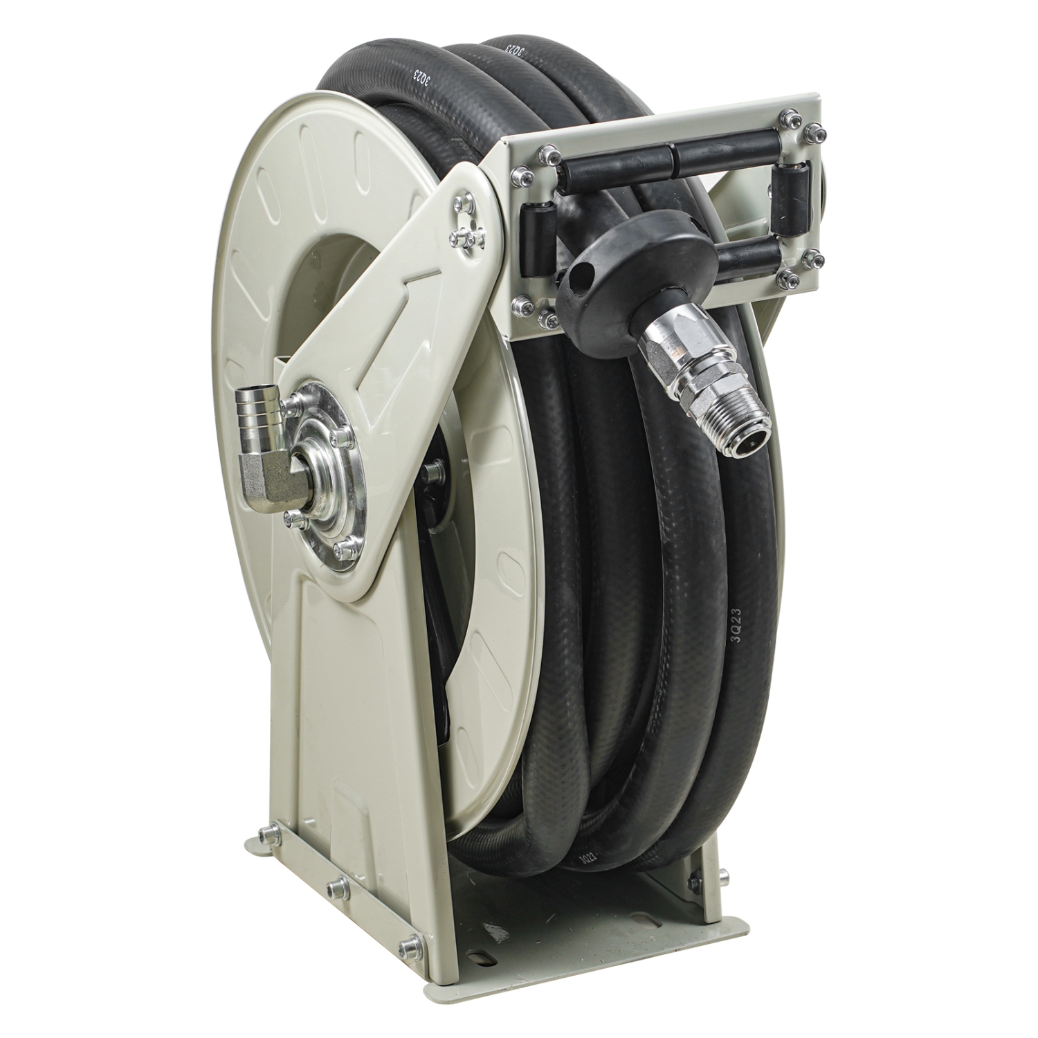 VEVOR 3/4" x 50' Fuel Hose Reel, Extra Long Retractable Diesel Hose Reel, Heavy-Duty Carbon Steel Construction with Automatic Fuel Nozzle, NBR Rubber