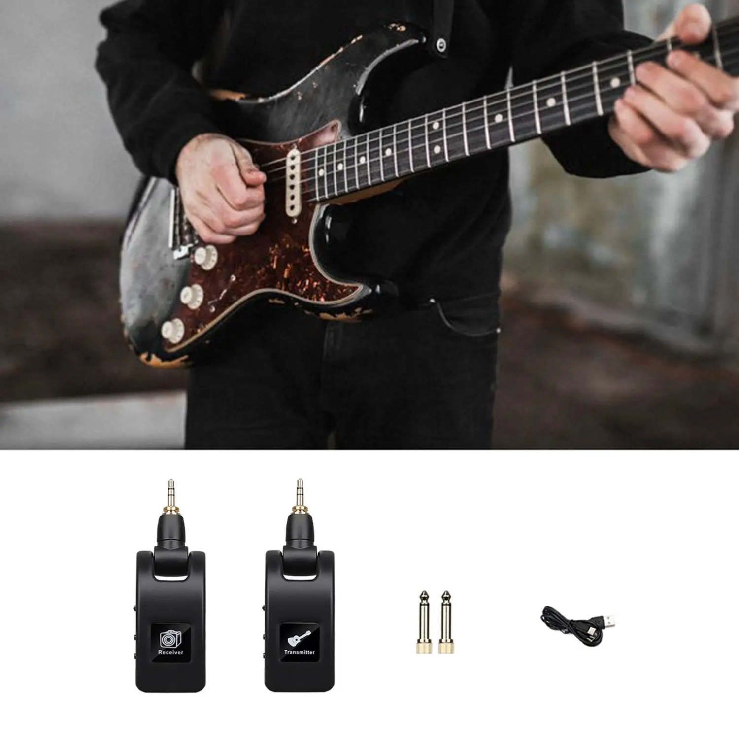 Système de guitare sans fil, émetteur-récepteur de guitare sans fil de 2,4&nbsp;GHz pour guitare/basse/violon/clavier/console de mixage, distance de