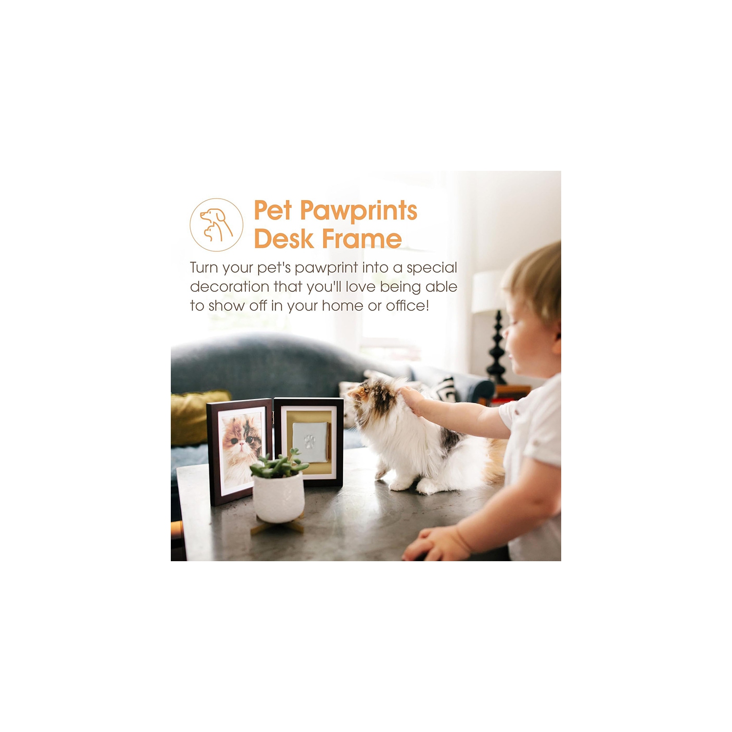 Le cadre souvenir photo et imprimé de patte peut contenir 4 photos 6&nbsp;po – trousse d'impression d'argile commémorative – pour chiens et chats –