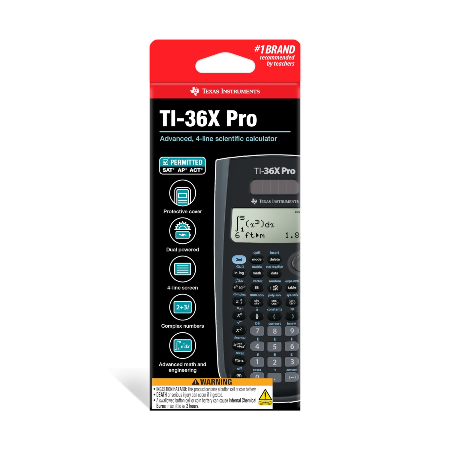 Texas Instruments – Calculatrice TI-36X Pro Engineering/Scientific, noir, 9,7&nbsp;po
