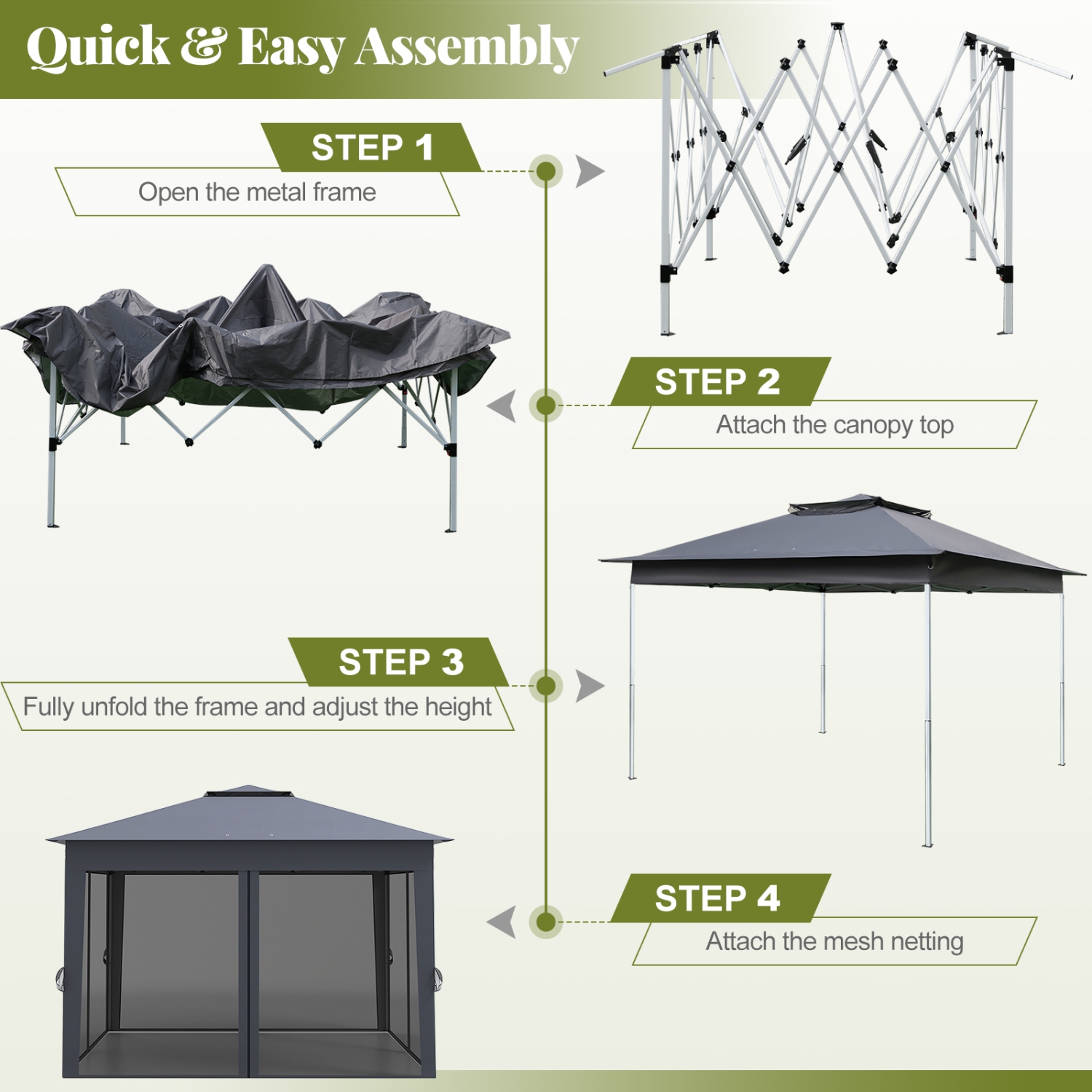 Gymax 11 X 11 FT Pop up Canopy Tent w/ Mesh Screen Netting Carrying Bag Zippered Doors