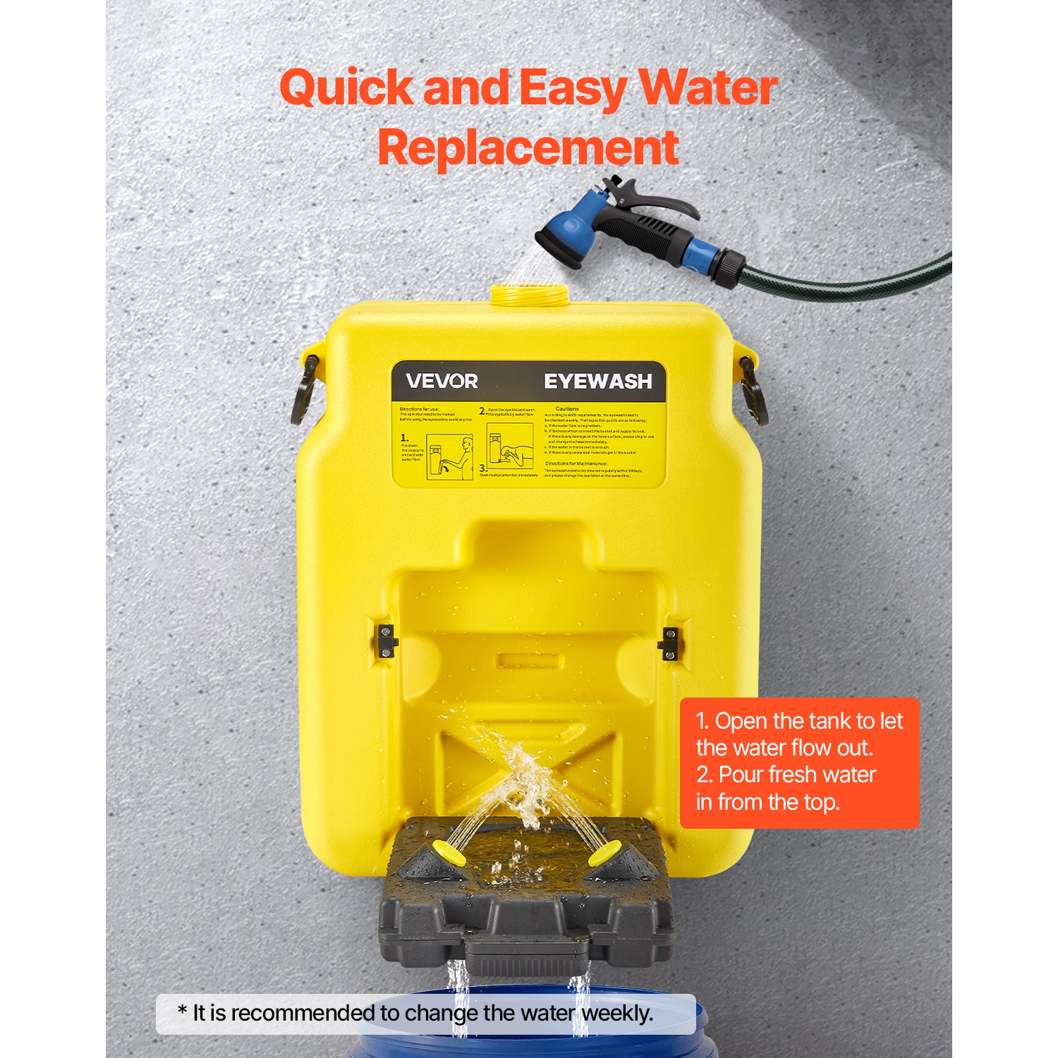 VEVOR 14 Gal Portable Eye Wash Station, OSHA-Approved Eyewash Station Wall-Mounted/On Flat Surface, Emergency Eye Wash Unit with 2 Sprays, First Aid