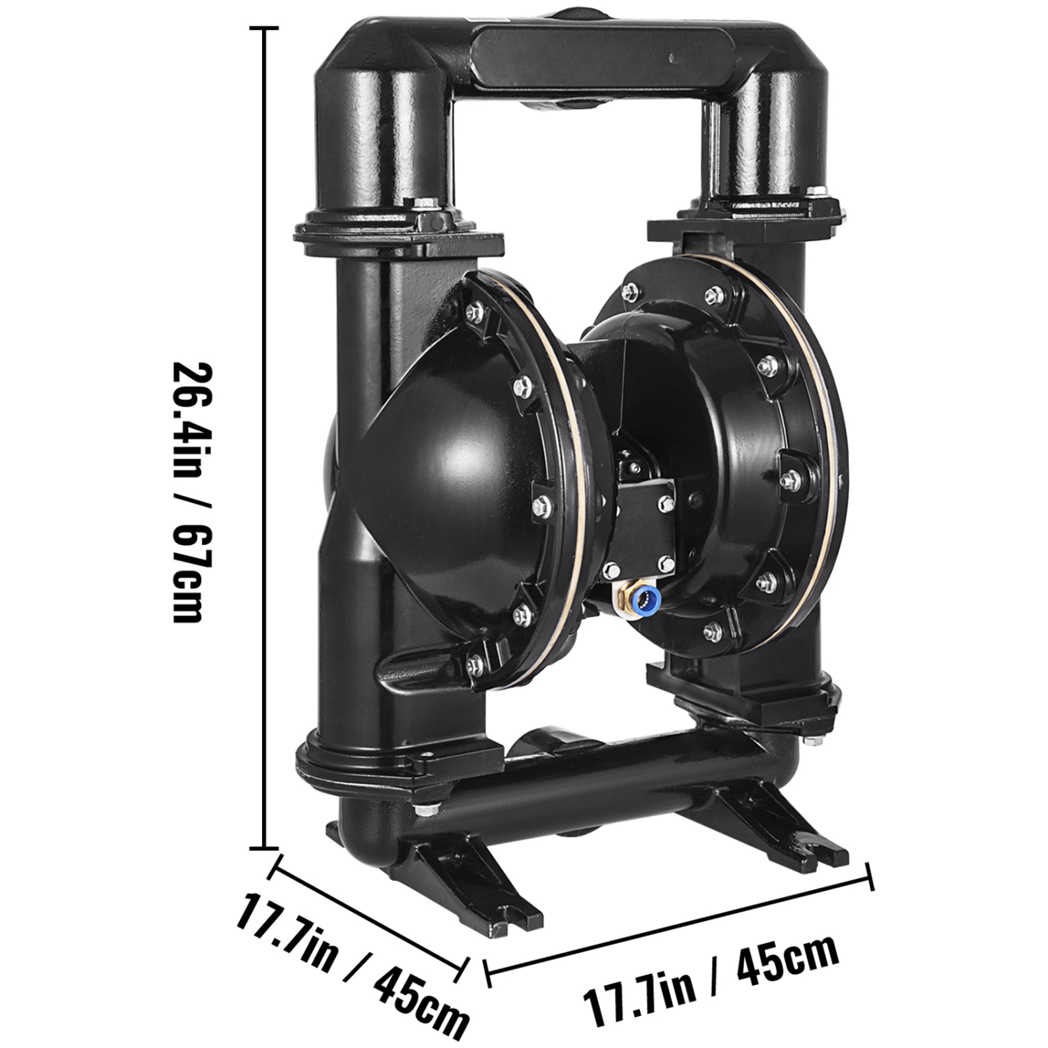Pompe à double diaphragme à air VEVOR 2&nbsp;po, entrée et sortie, corps en alliage d'aluminium, 75 gal/min et 120&nbsp;lb/po² max, pompe de